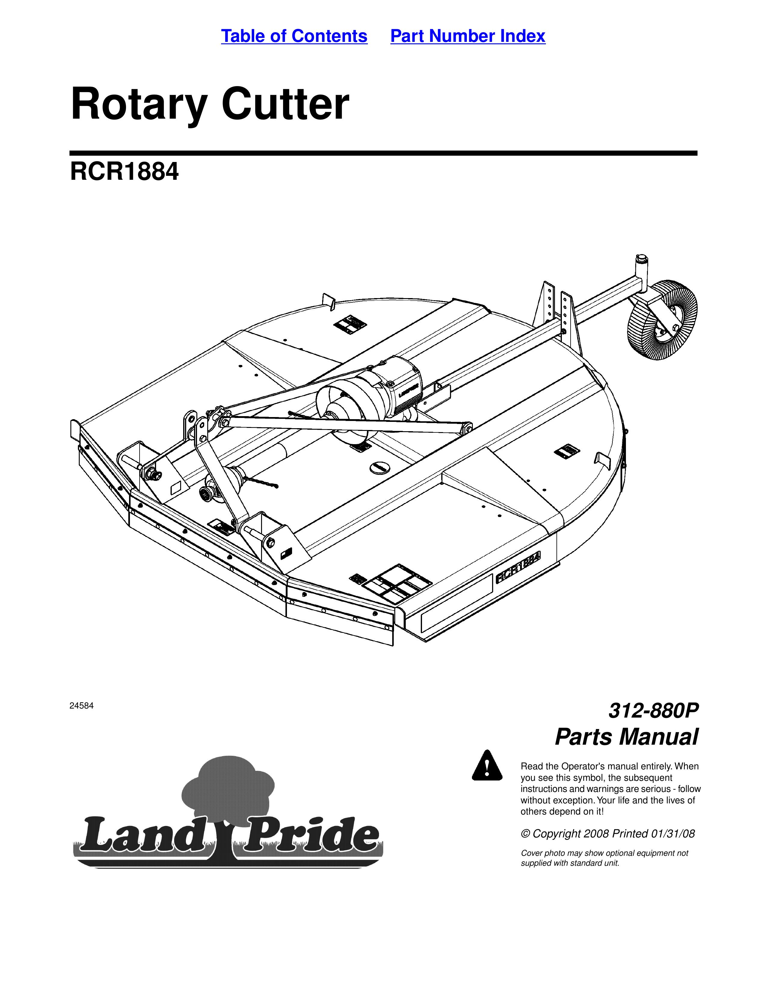 Land Pride RCR1884 Lawn Mower Accessory User Manual