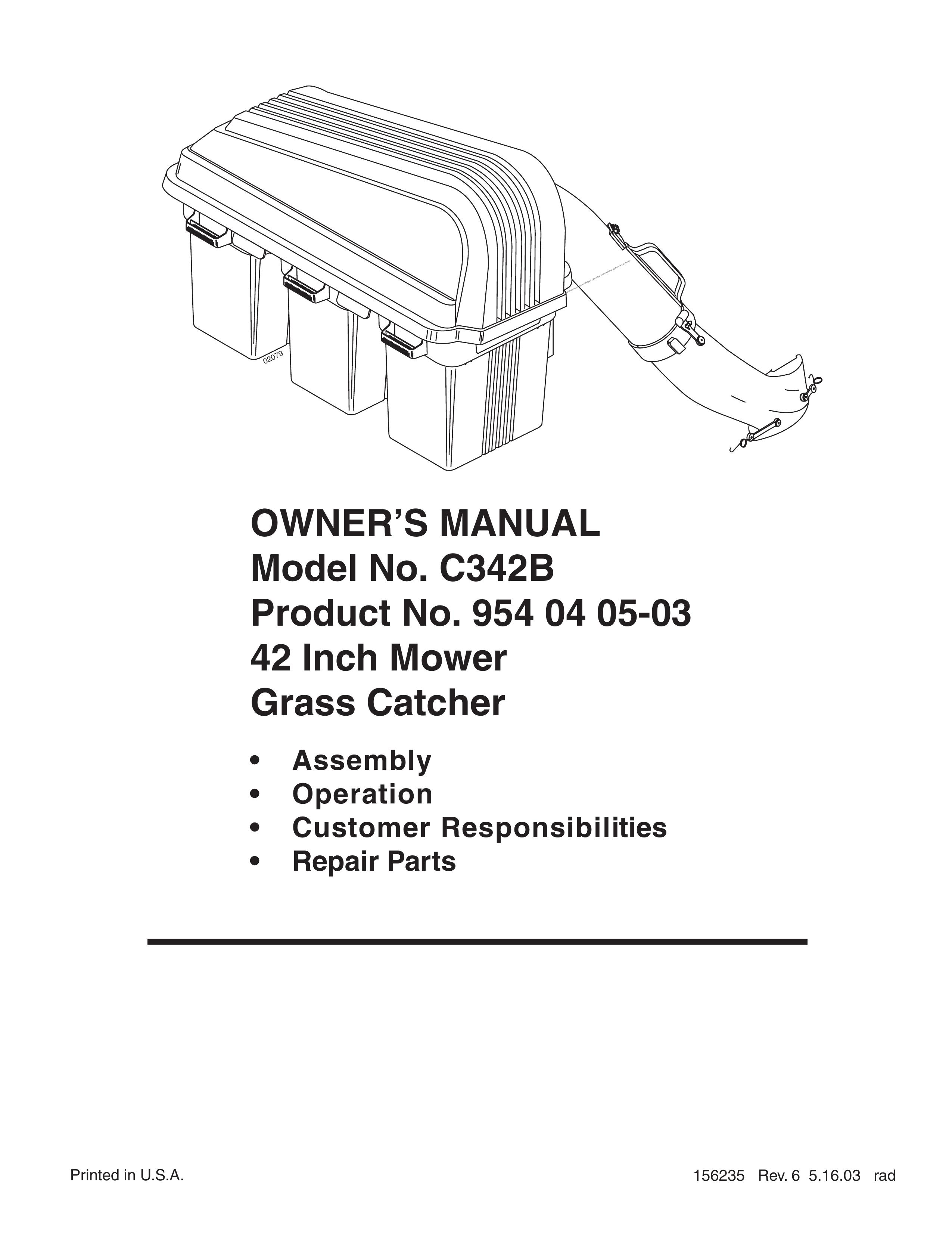 Poulan 954 04 05-03 Lawn Mower Accessory User Manual