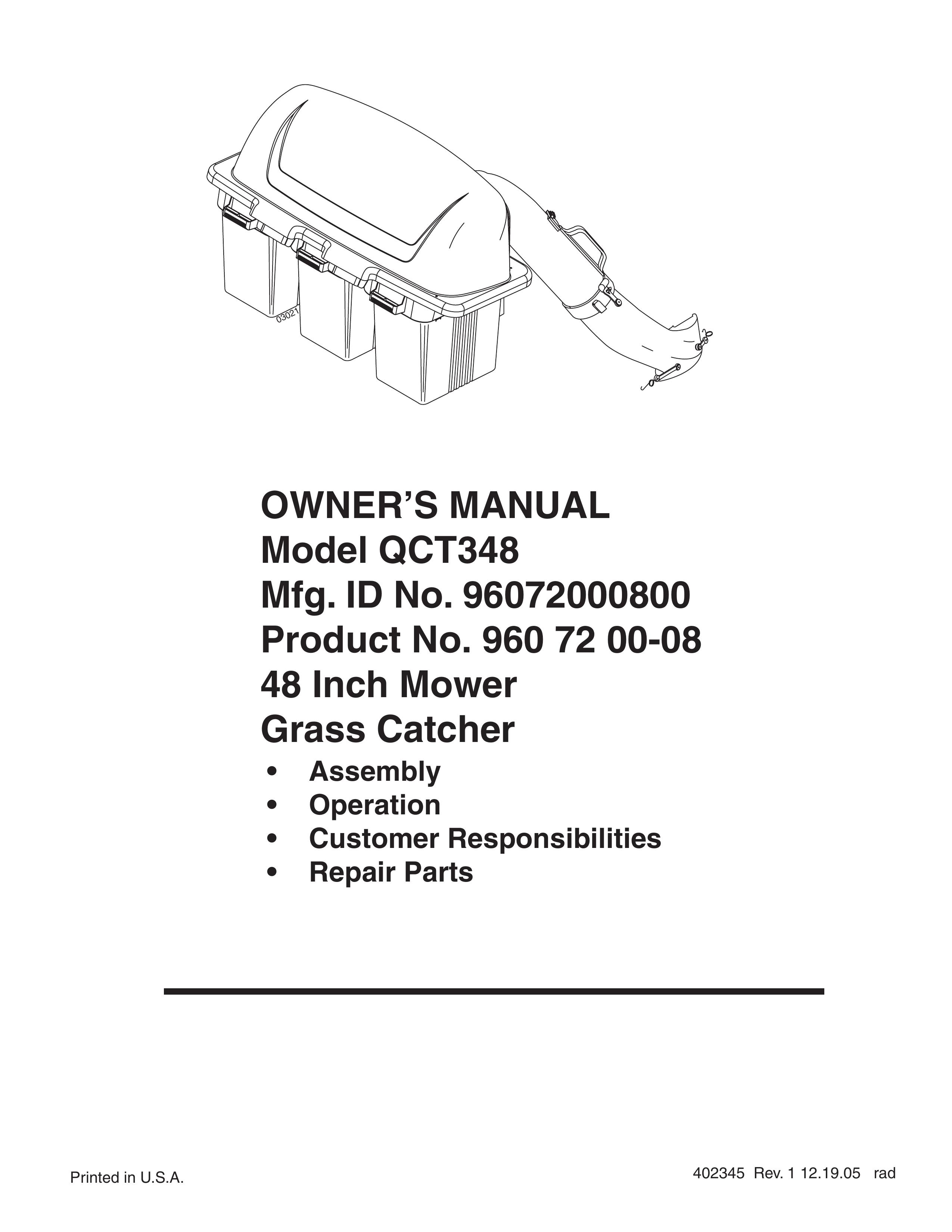 Poulan 960 72 00-08 Lawn Mower Accessory User Manual