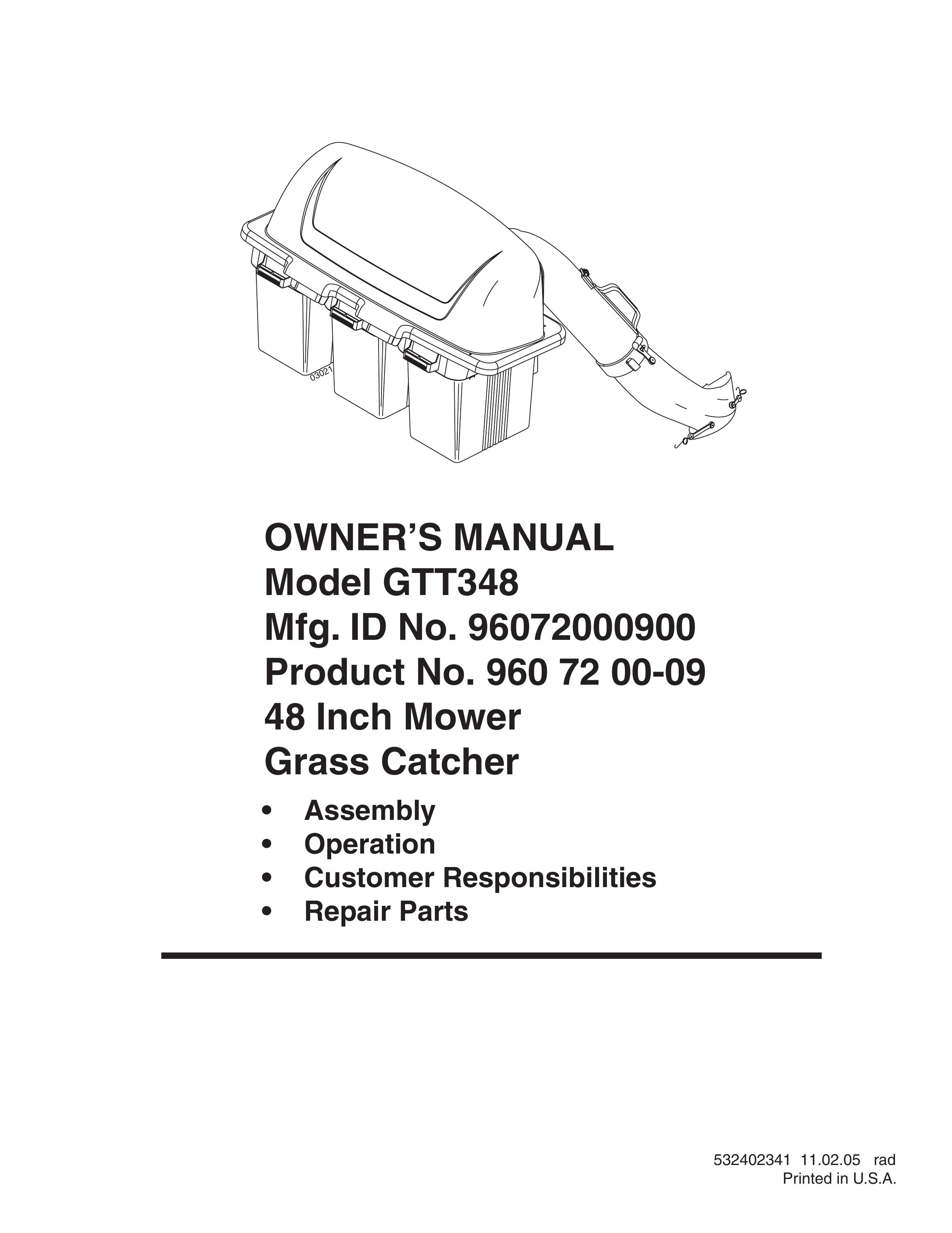Poulan 960 72 00-09 Lawn Mower Accessory User Manual