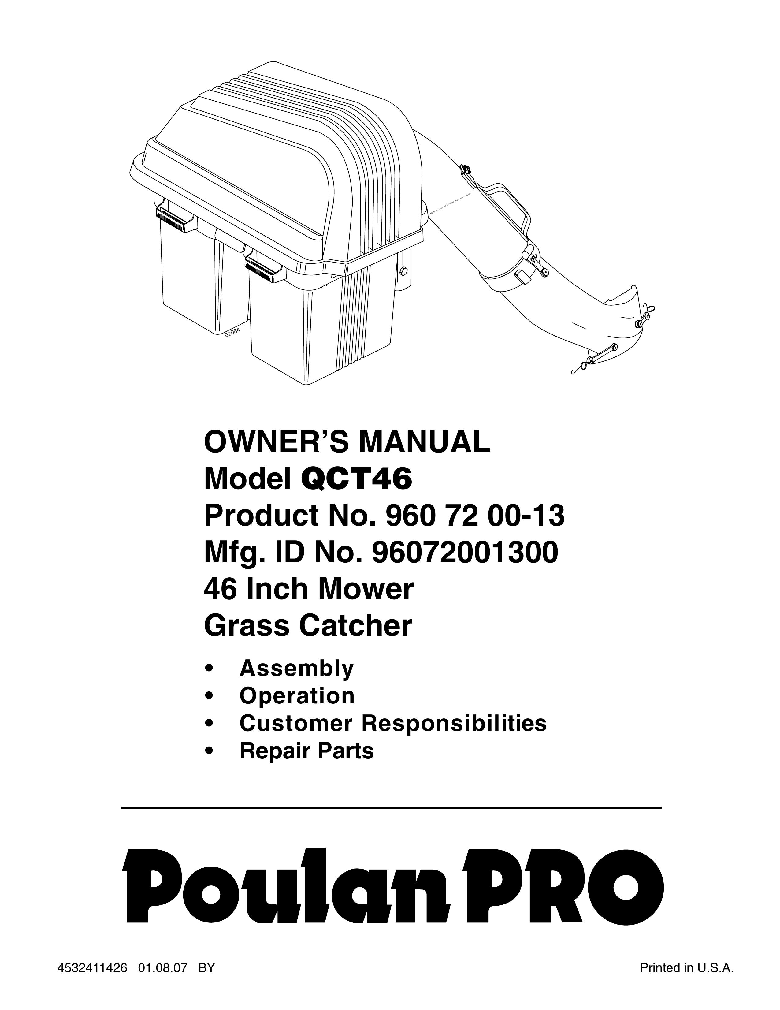 Poulan 960 72 00-13 Lawn Mower Accessory User Manual