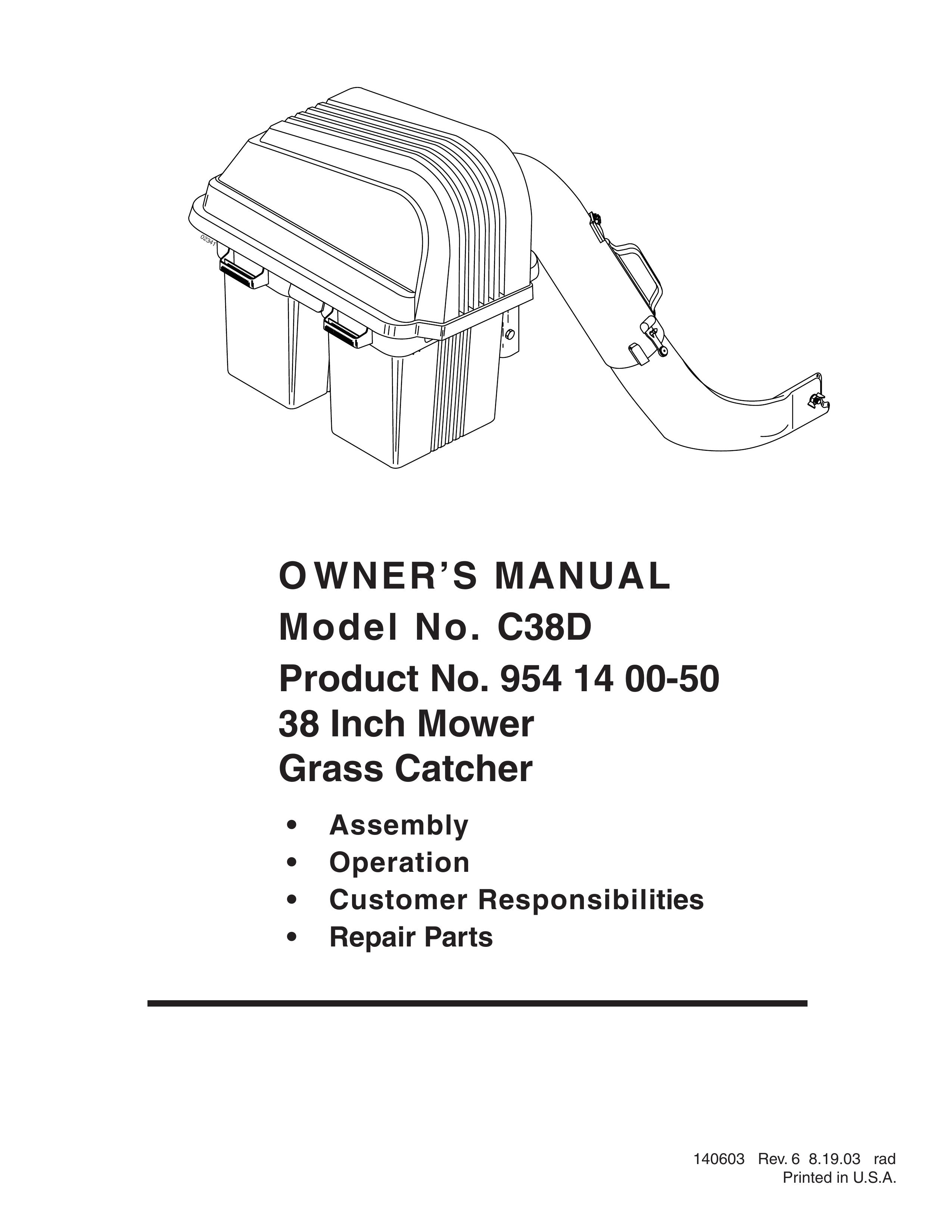 Poulan C38D Lawn Mower Accessory User Manual