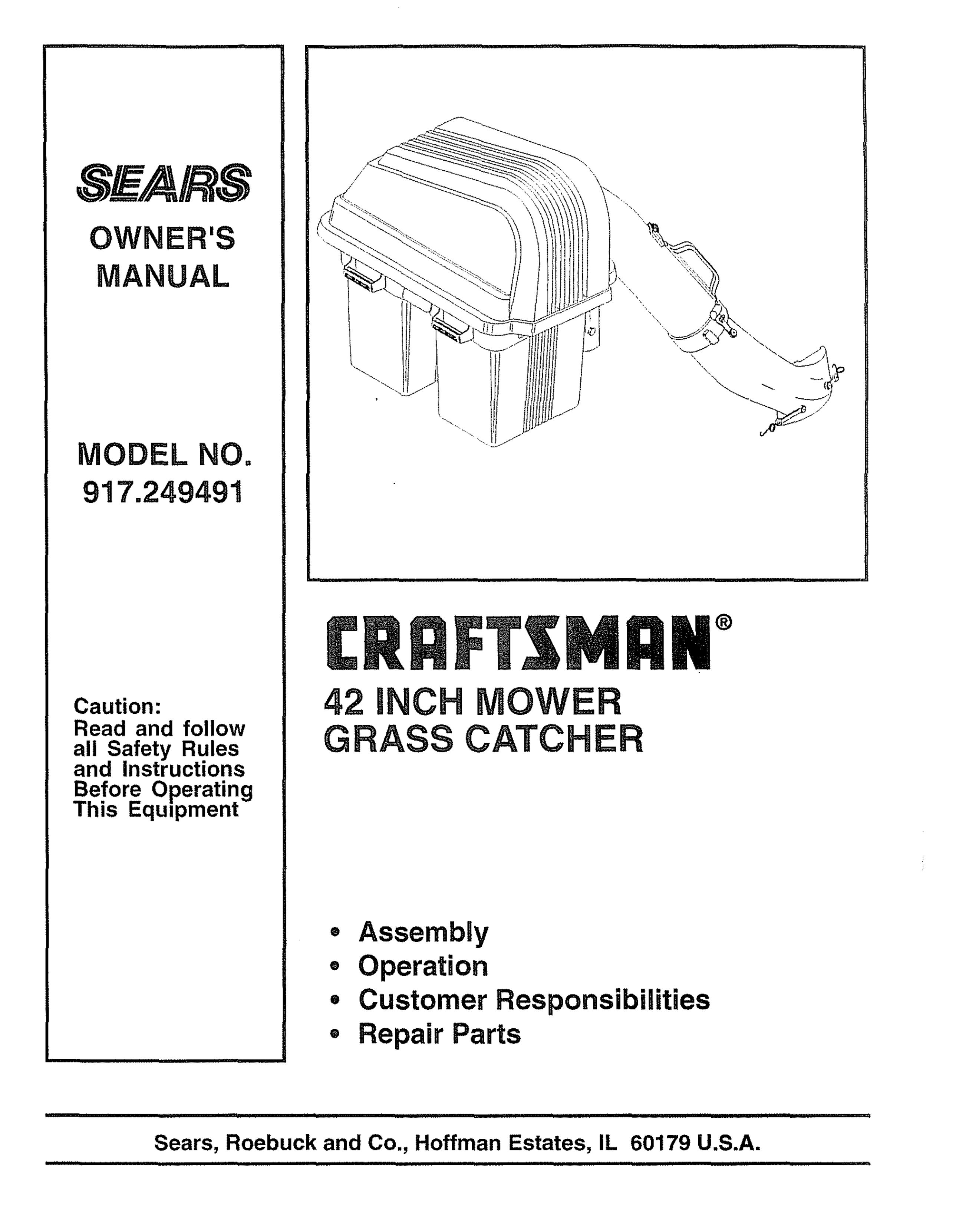 Sears 917.249491 Lawn Mower Accessory User Manual