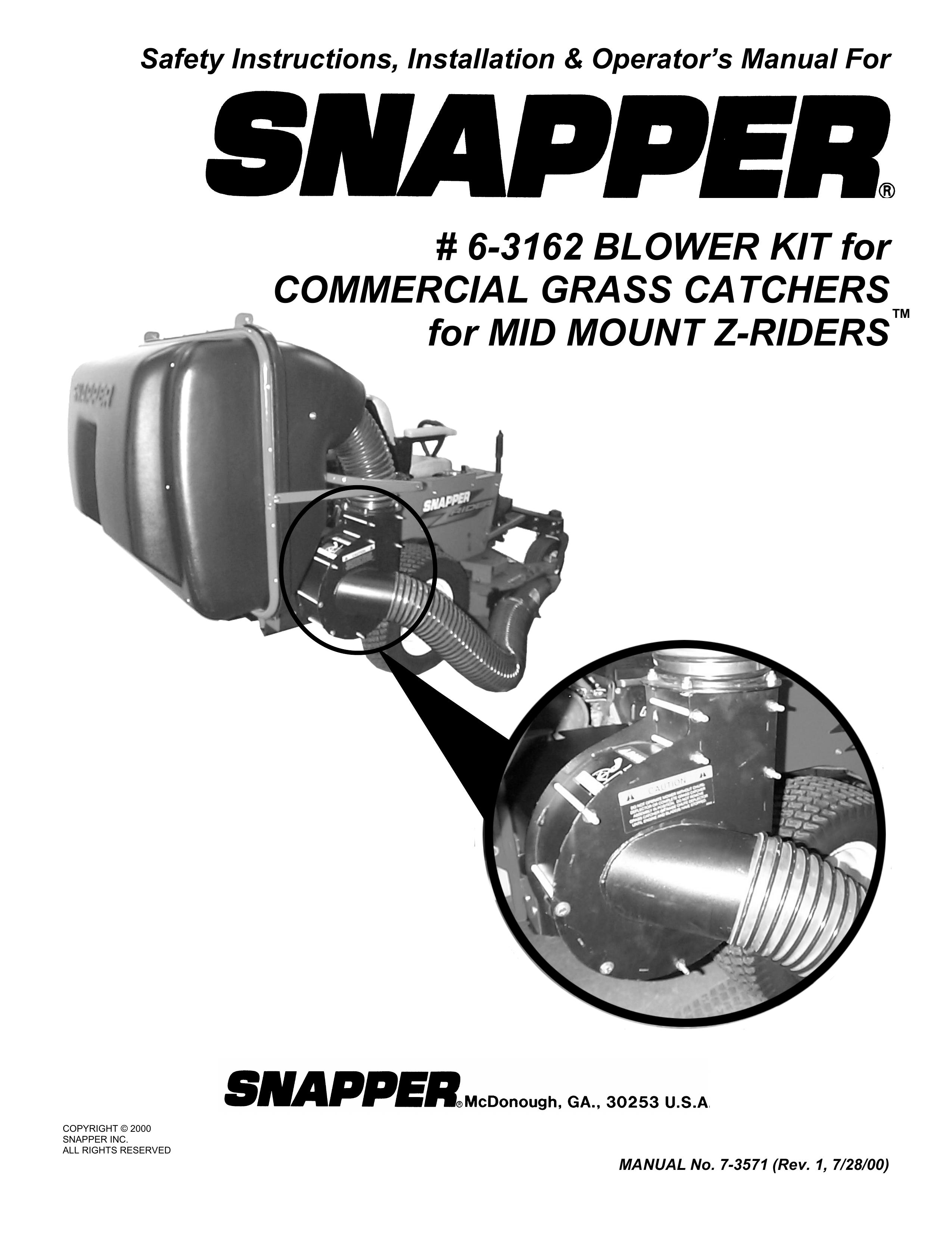Snapper 6-3162 Lawn Mower Accessory User Manual