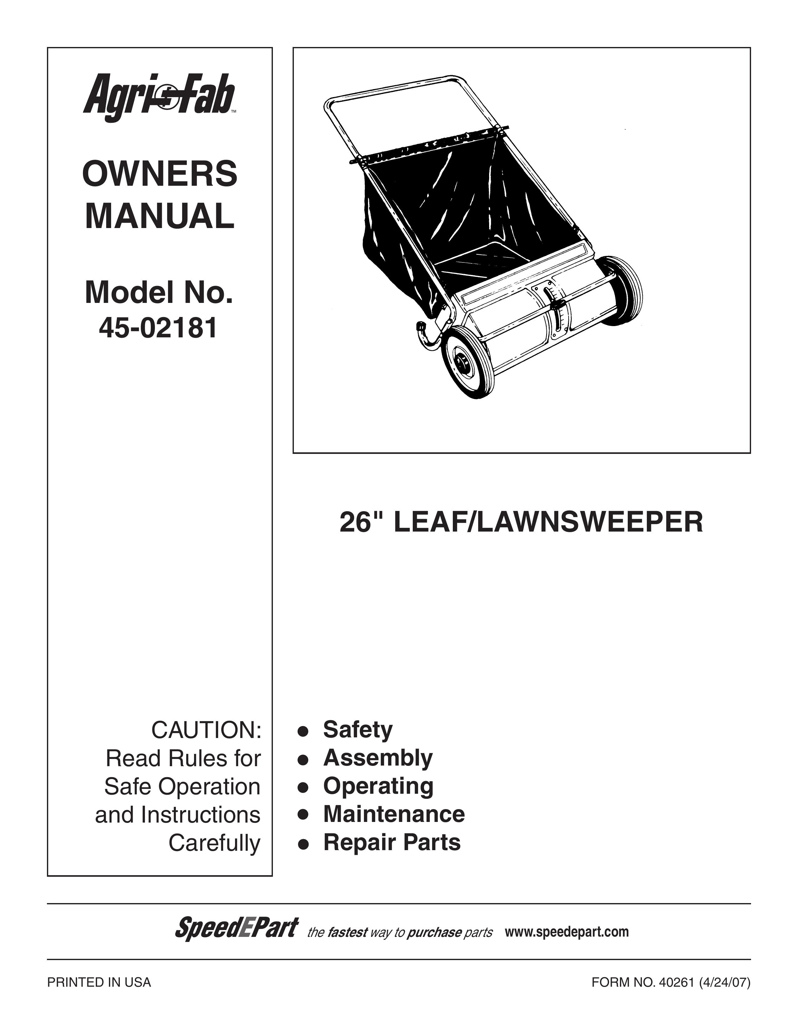 Agri-Fab 45-02181 Lawn Sweeper User Manual