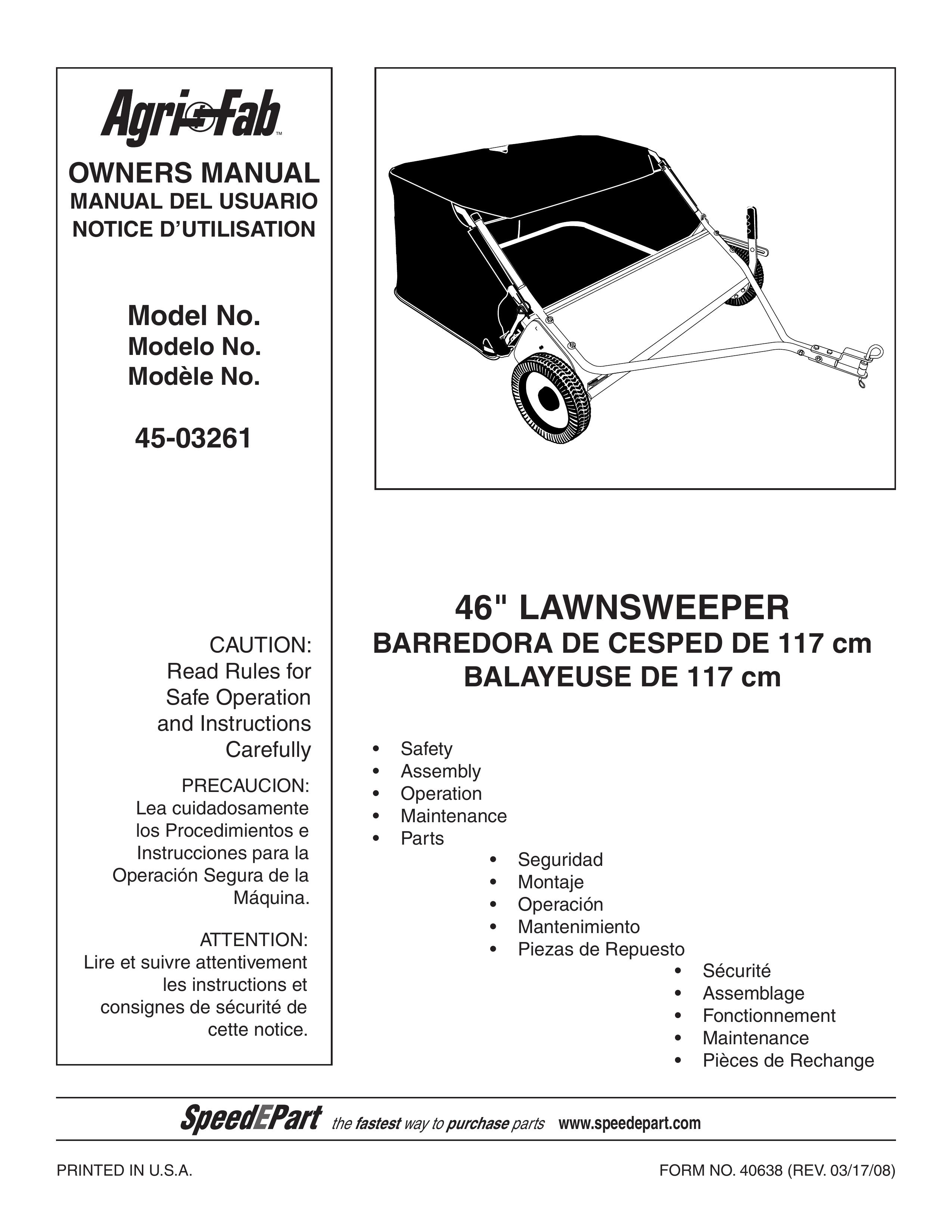 Agri-Fab 45-03261 Lawn Sweeper User Manual