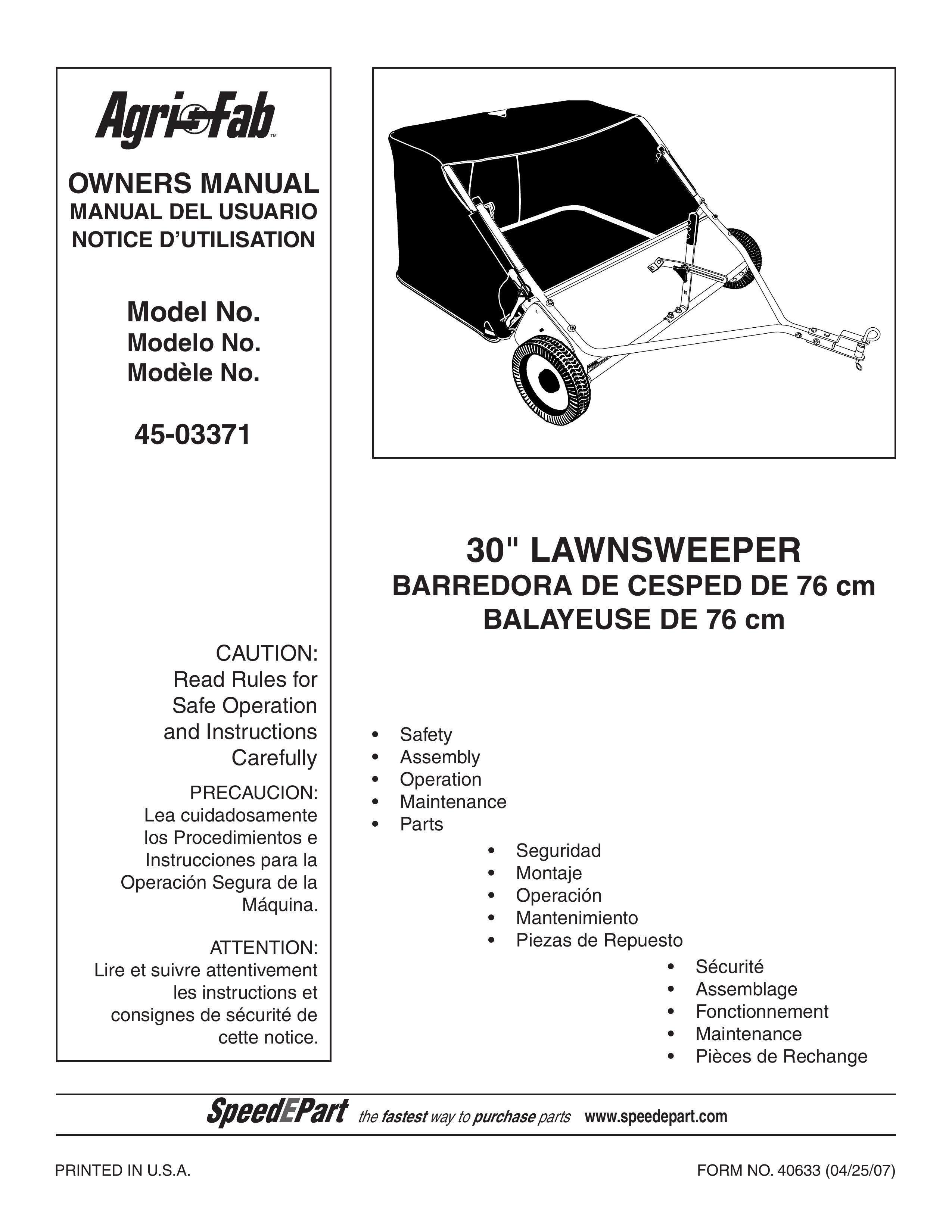 Agri-Fab 45-03371 Lawn Sweeper User Manual