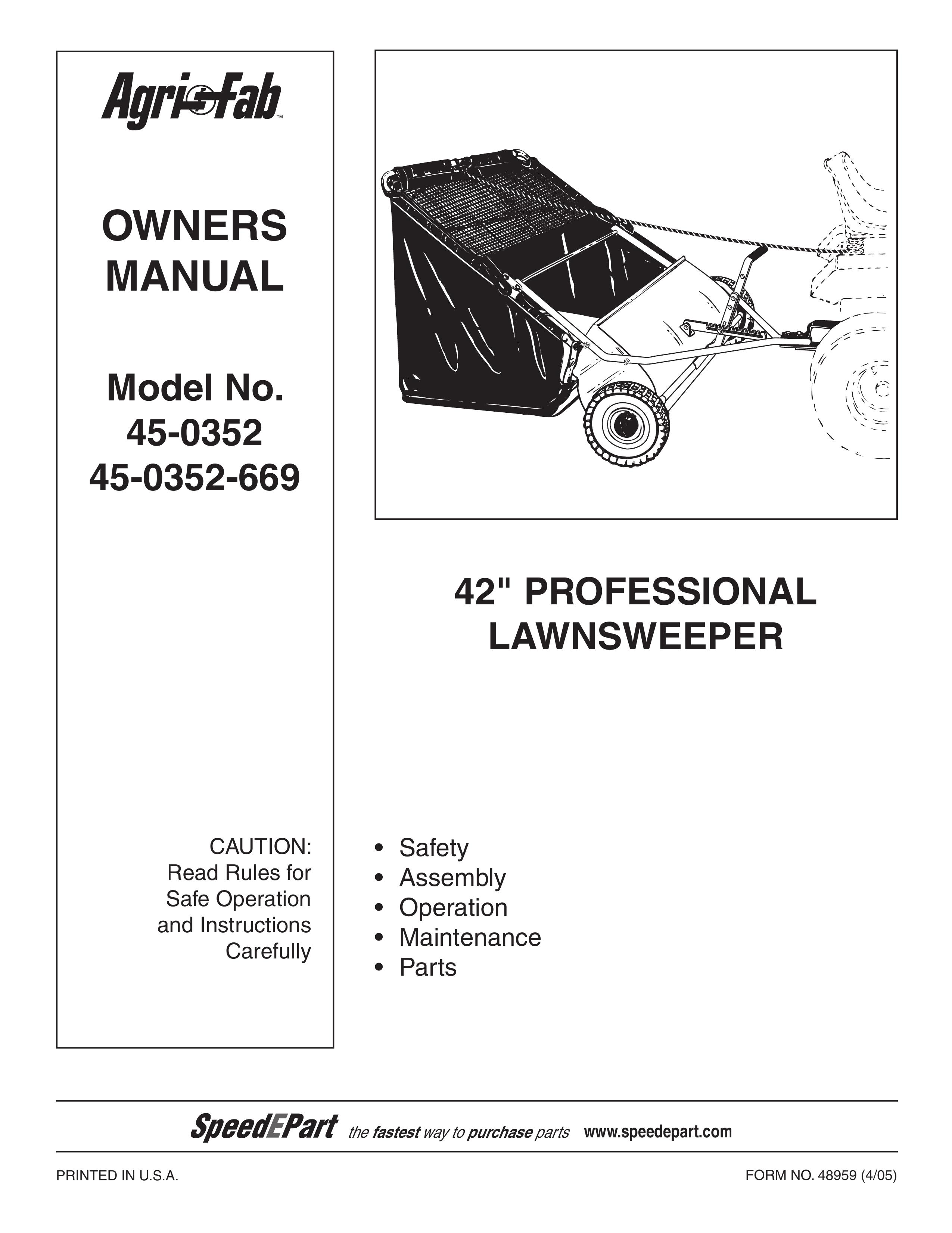 Agri-Fab 45-0352 Lawn Sweeper User Manual