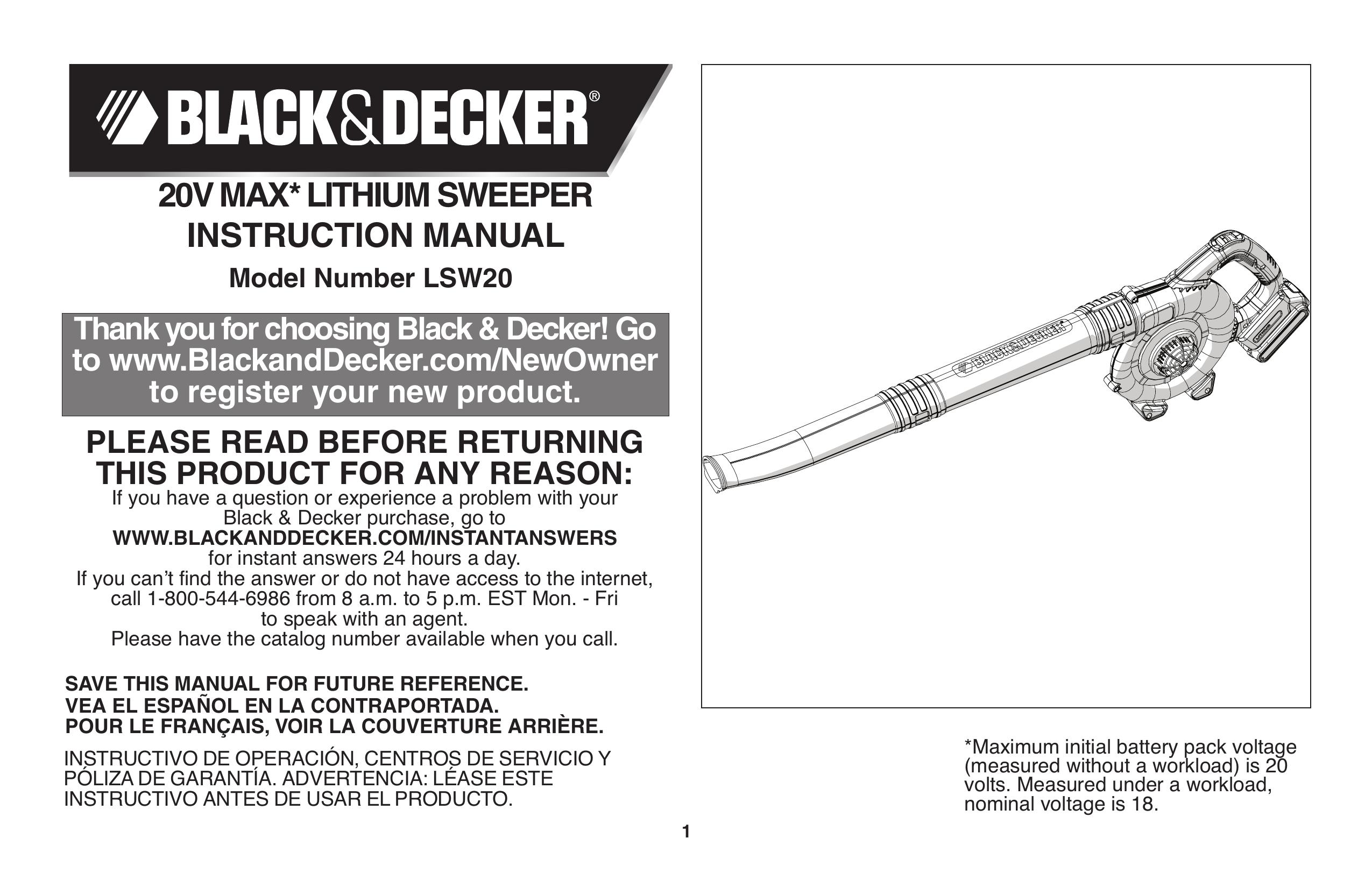 Black & Decker LSW20 Lawn Sweeper User Manual