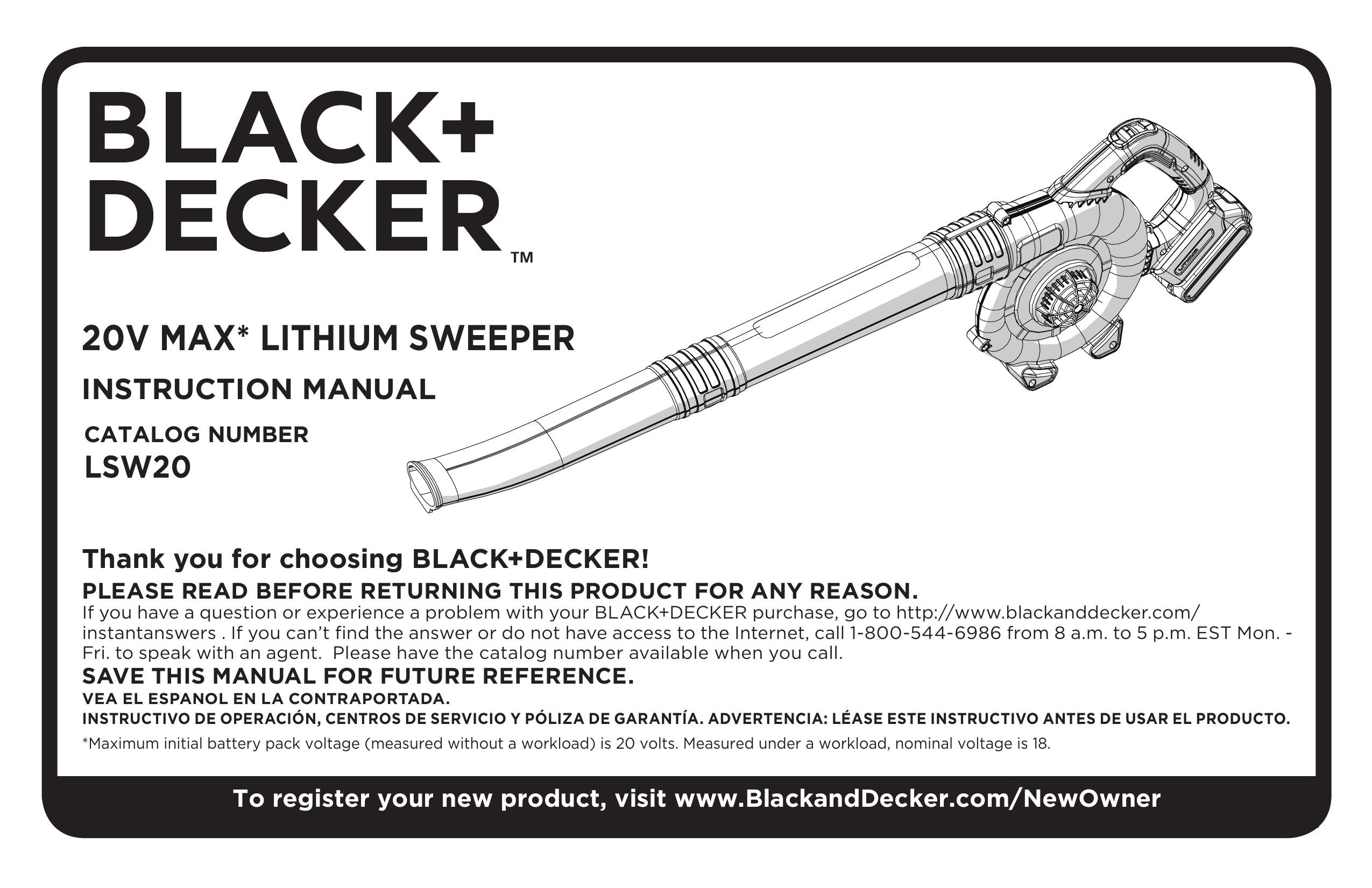 Black & Decker LSW20B Lawn Sweeper User Manual