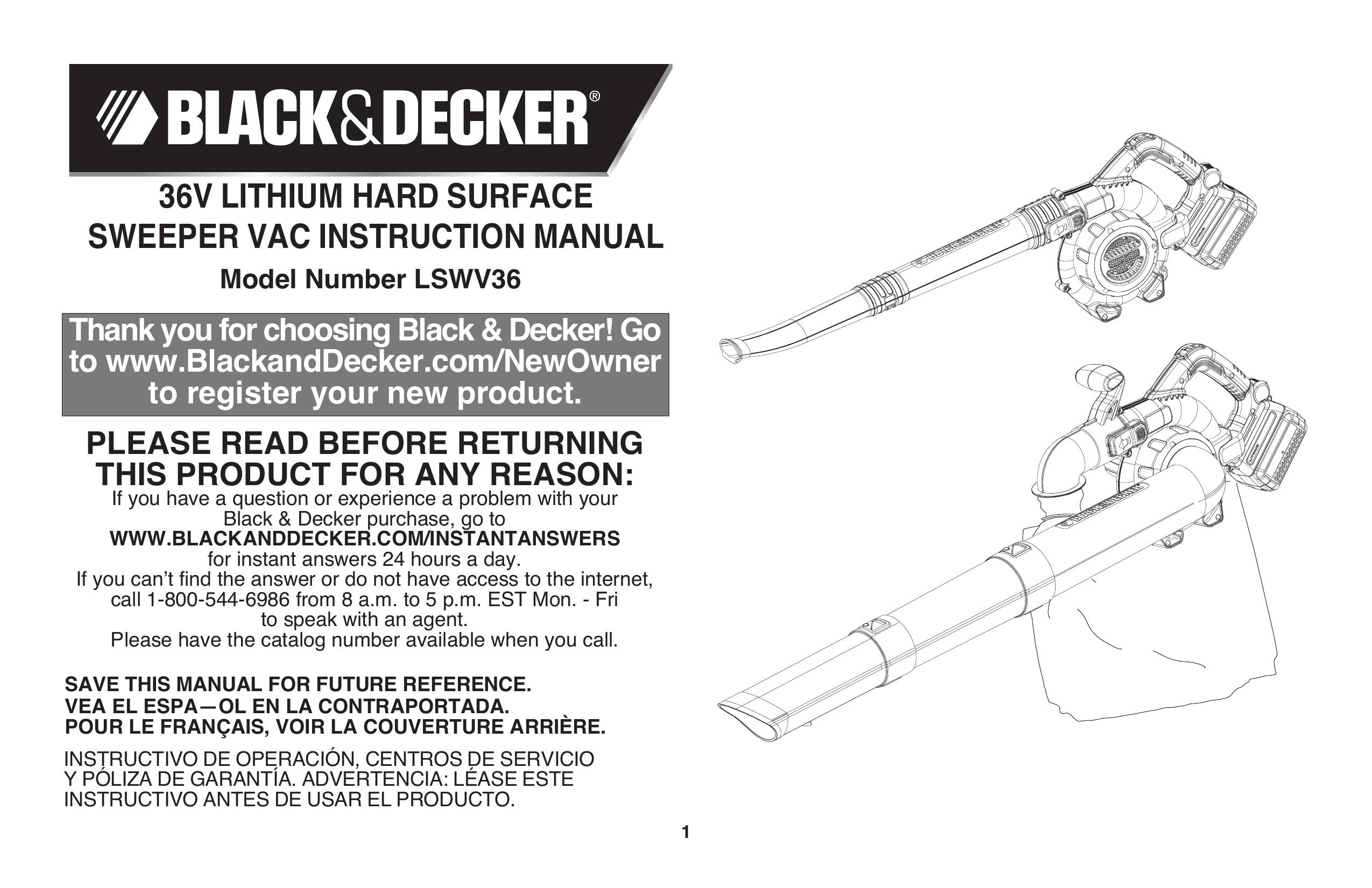 Black & Decker LSWV36 Lawn Sweeper User Manual