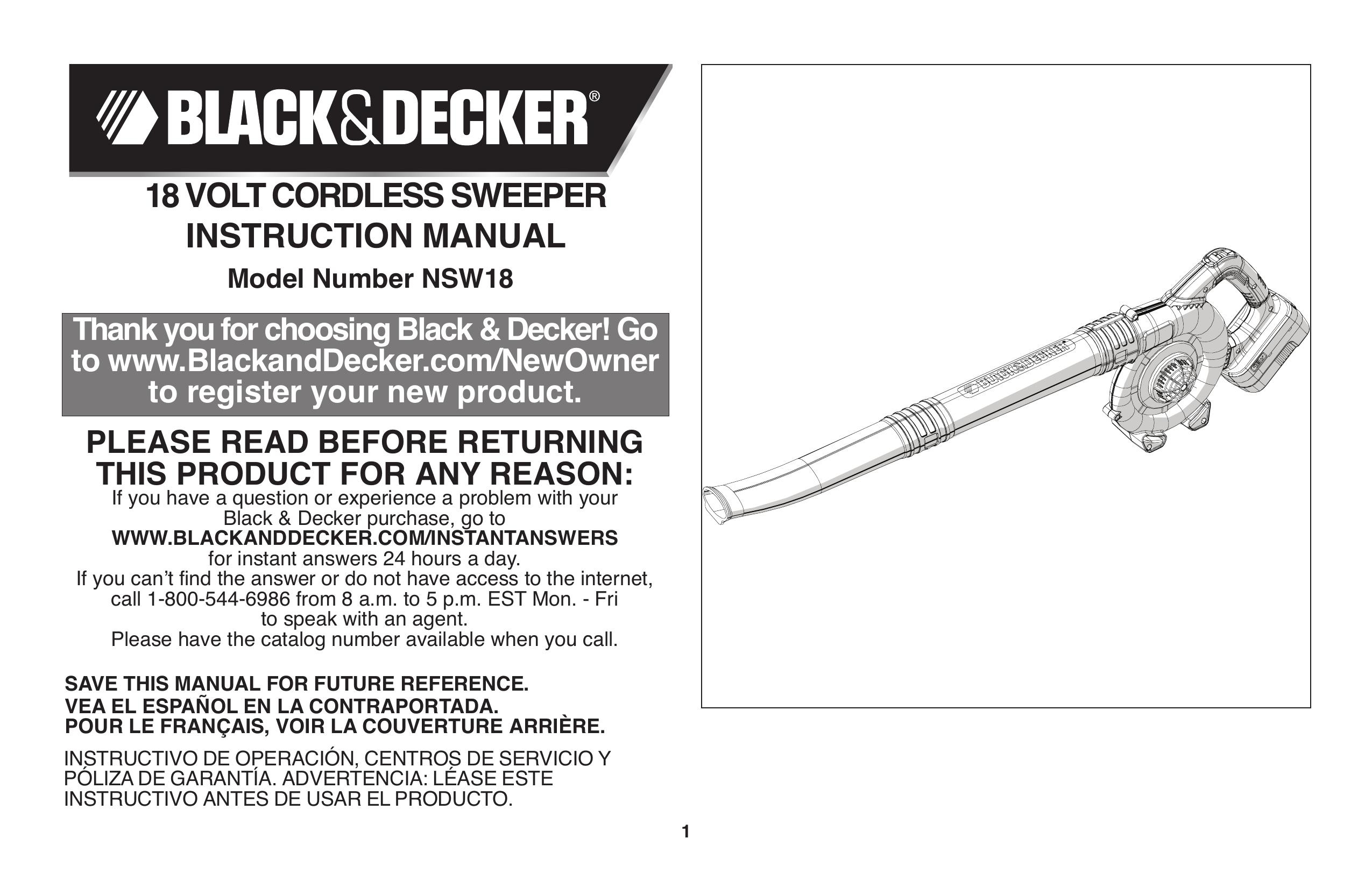 Black & Decker NSW18 Lawn Sweeper User Manual