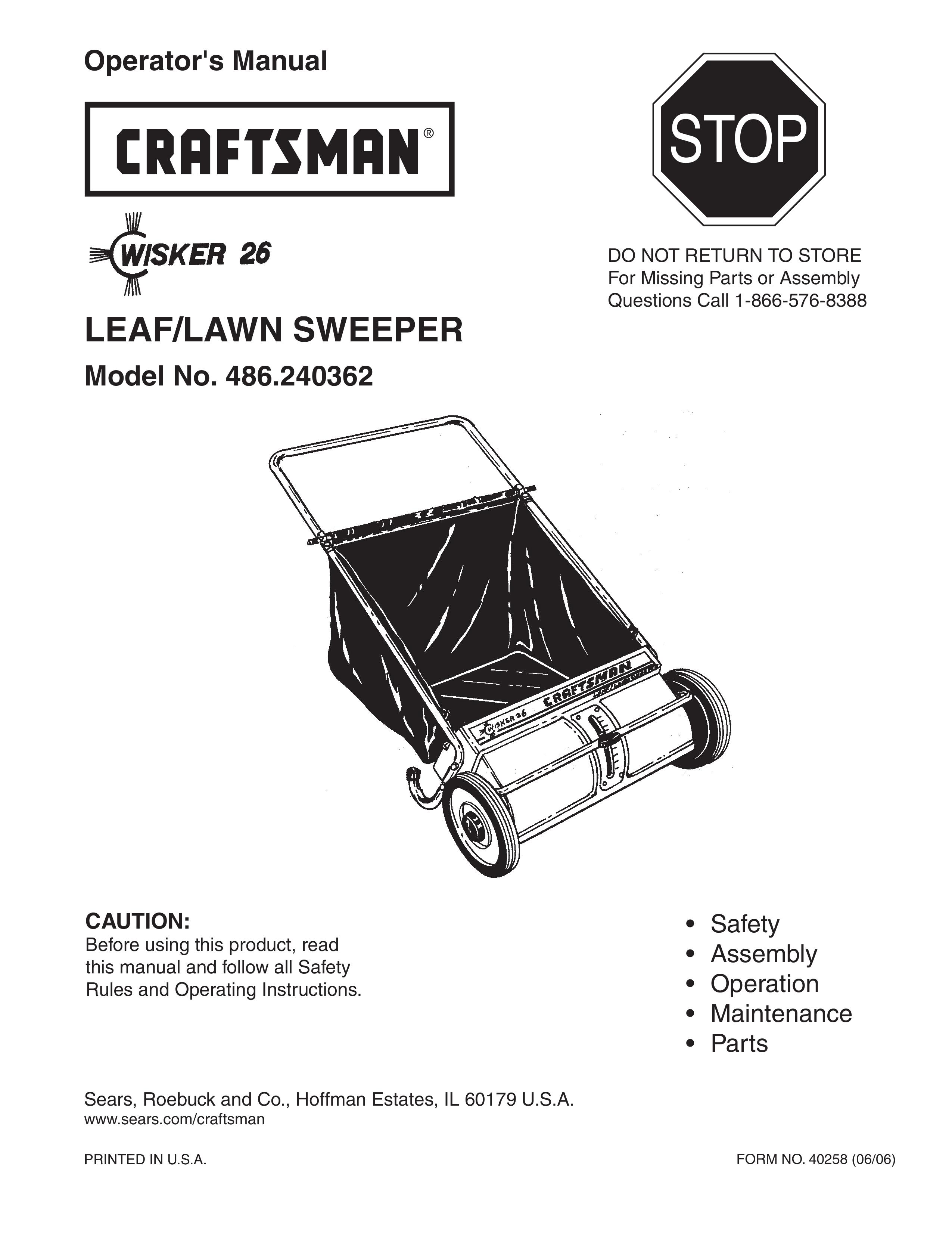 Craftsman 486.240362 Lawn Sweeper User Manual
