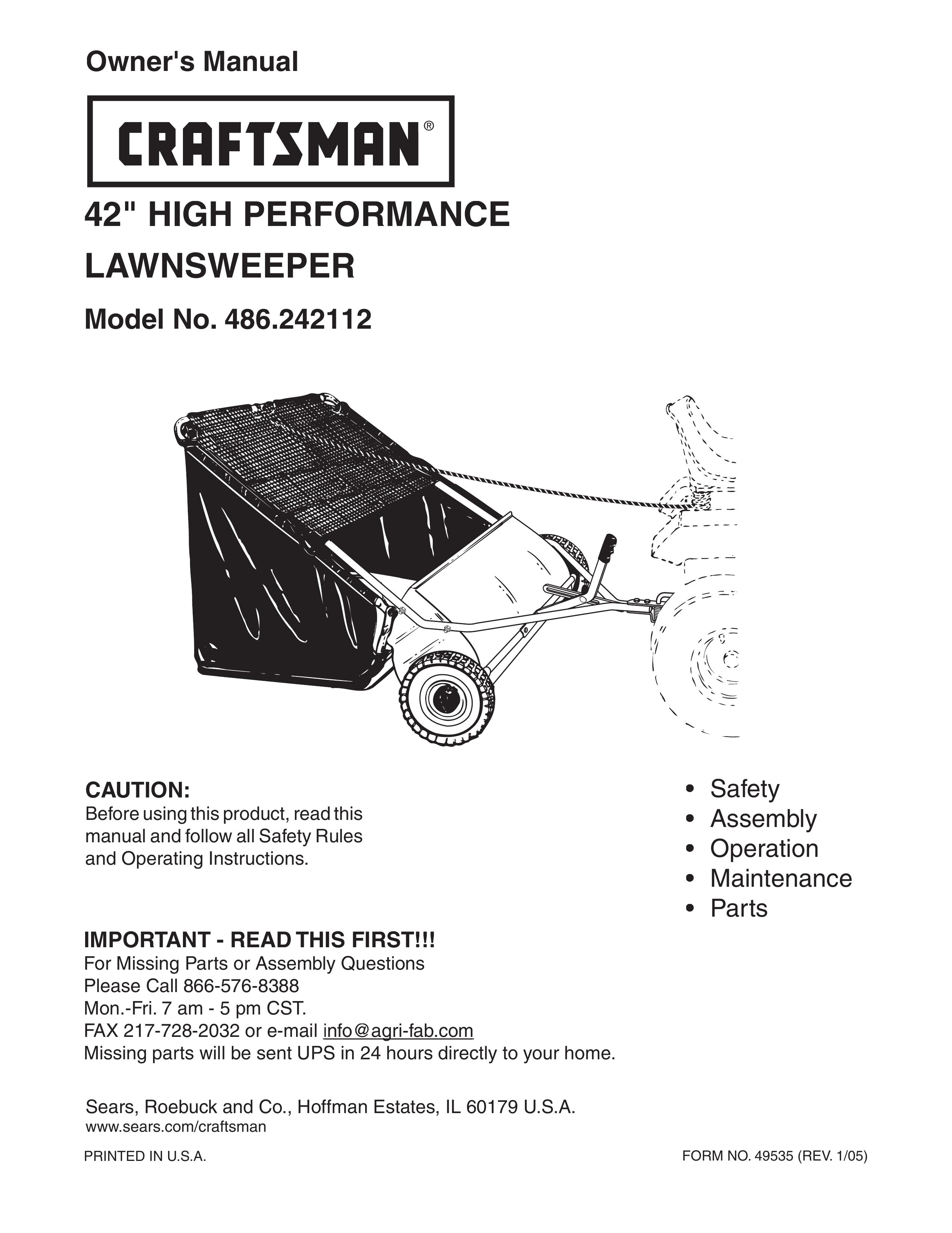 Craftsman 486.242112 Lawn Sweeper User Manual