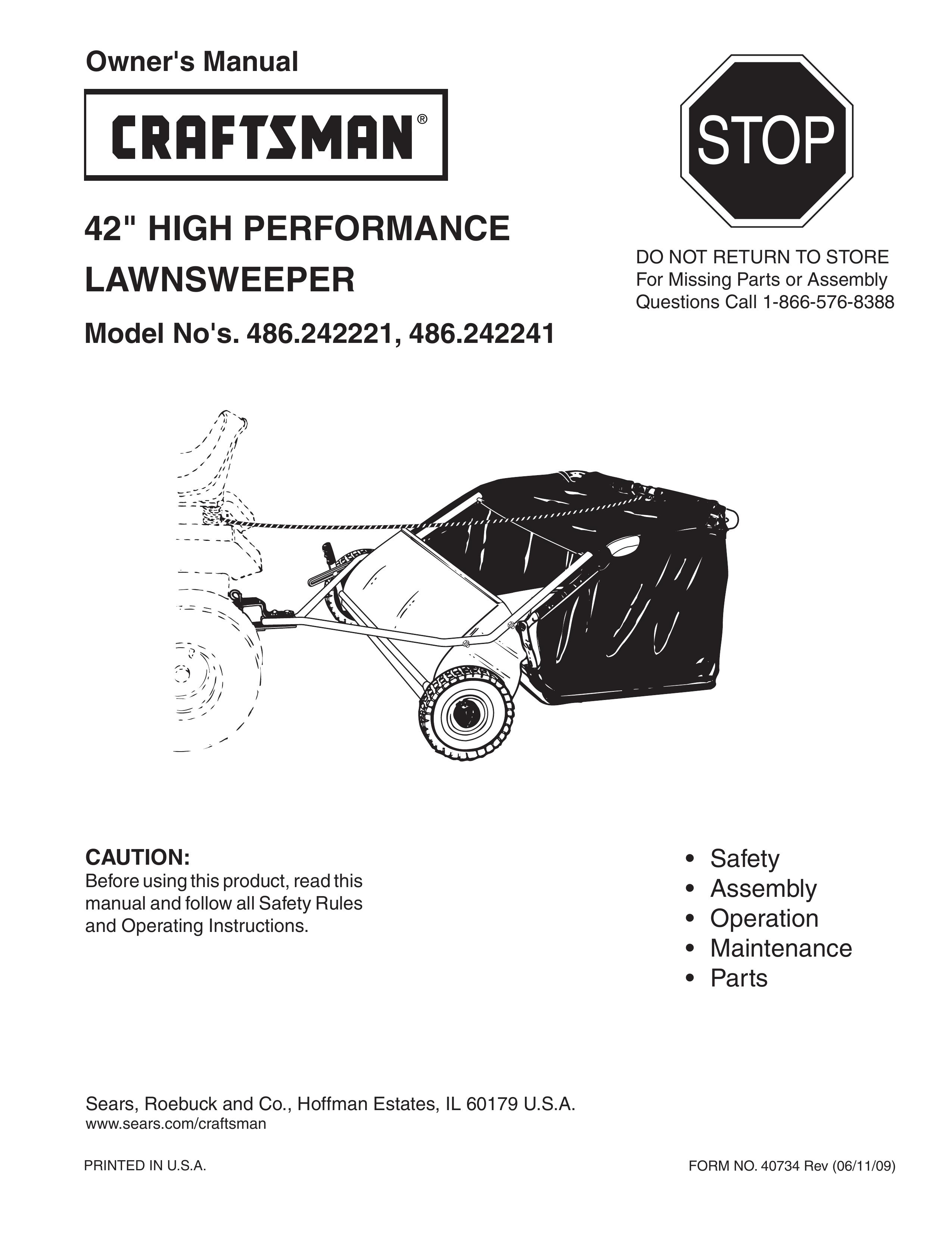 Craftsman 486.242241 Lawn Sweeper User Manual