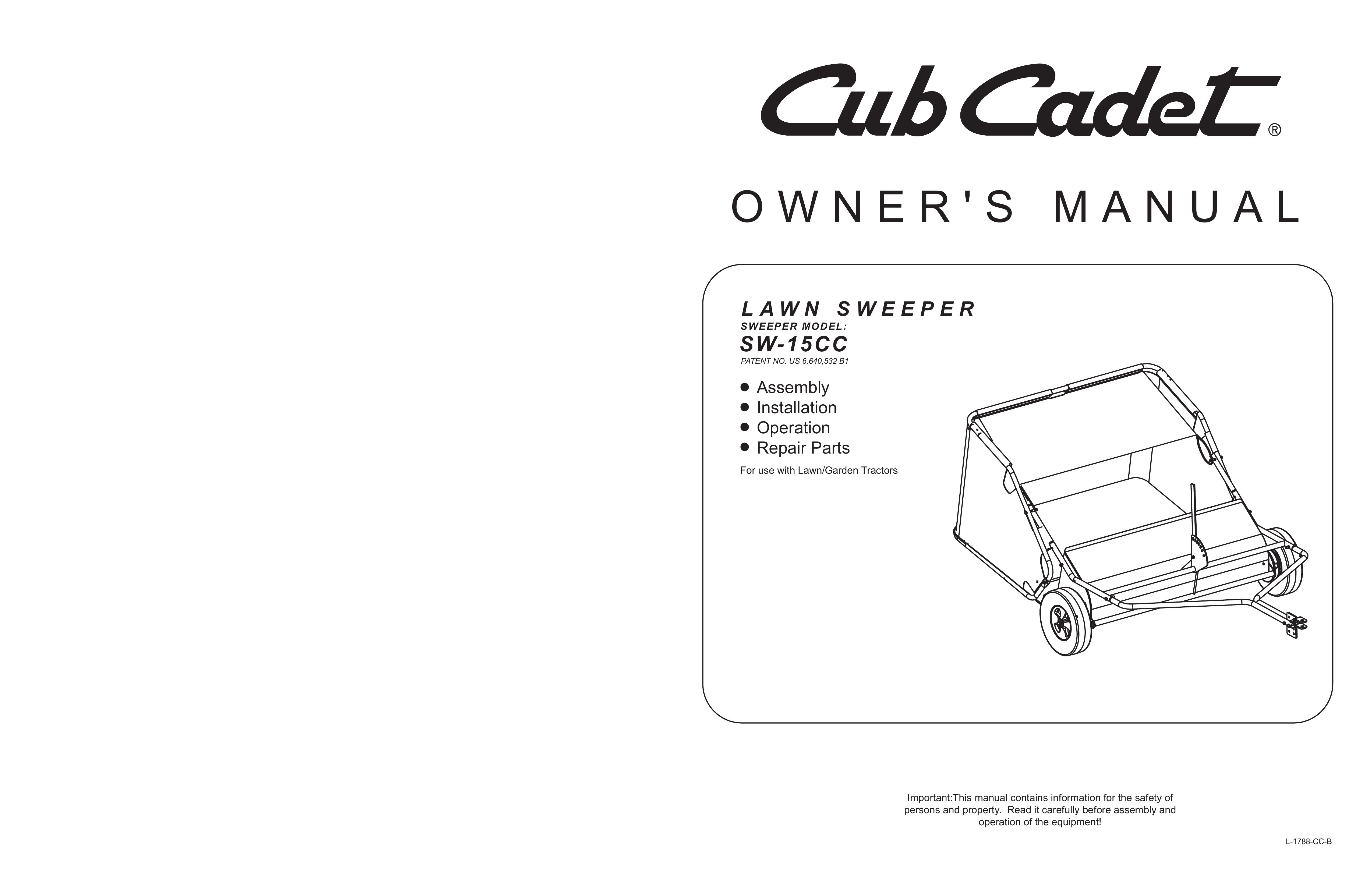Cub Cadet SW-15CC Lawn Sweeper User Manual
