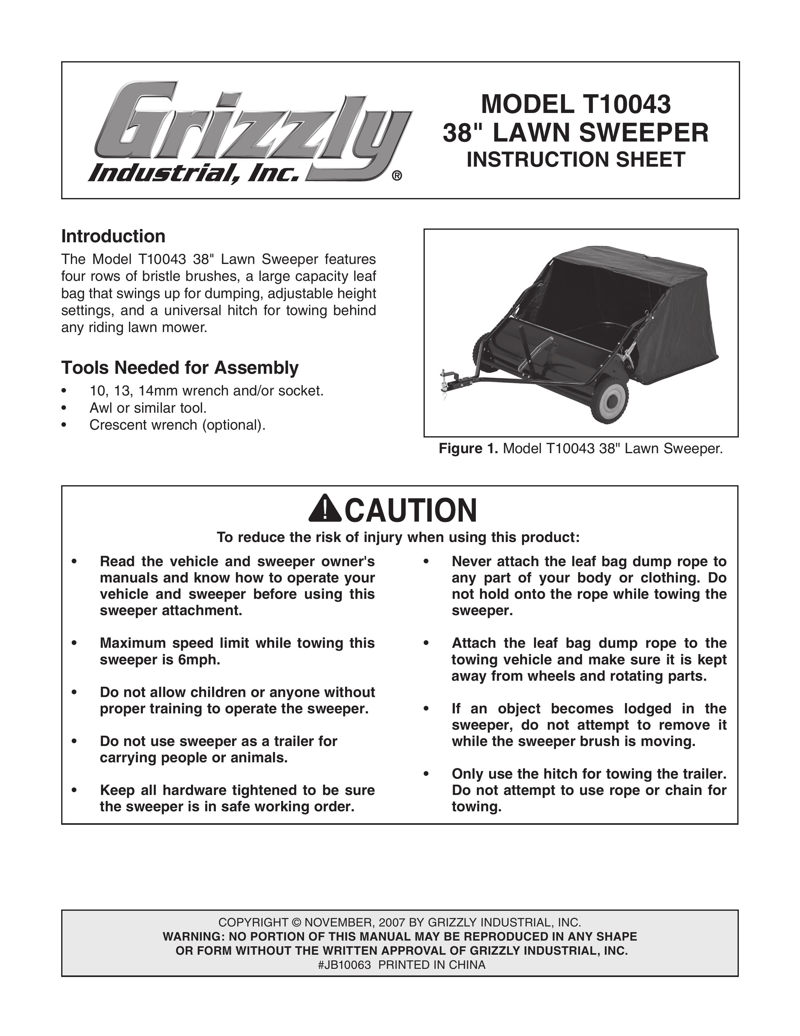 Grizzly T10043 Lawn Sweeper User Manual
