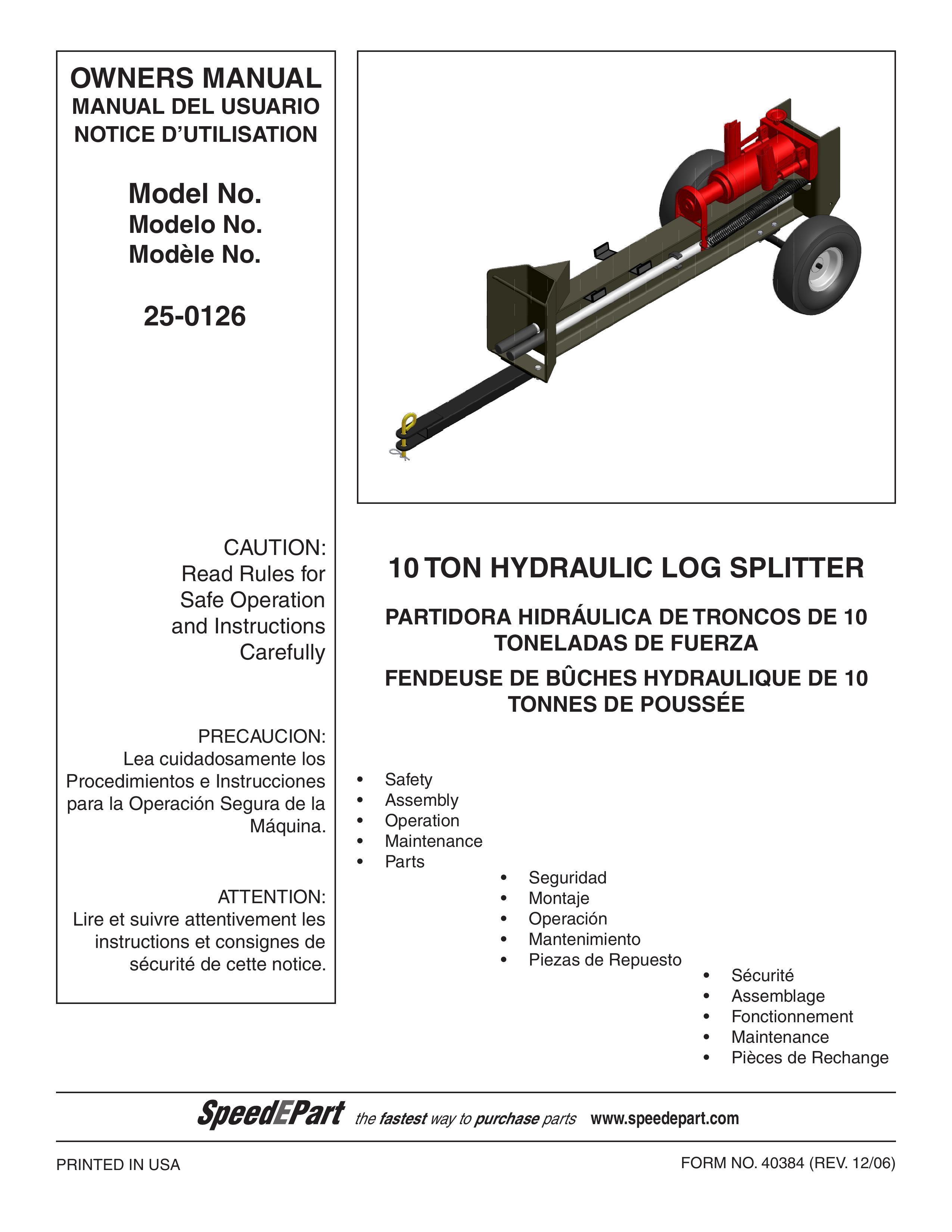 Agri-Fab 25-0126 Log Splitter User Manual