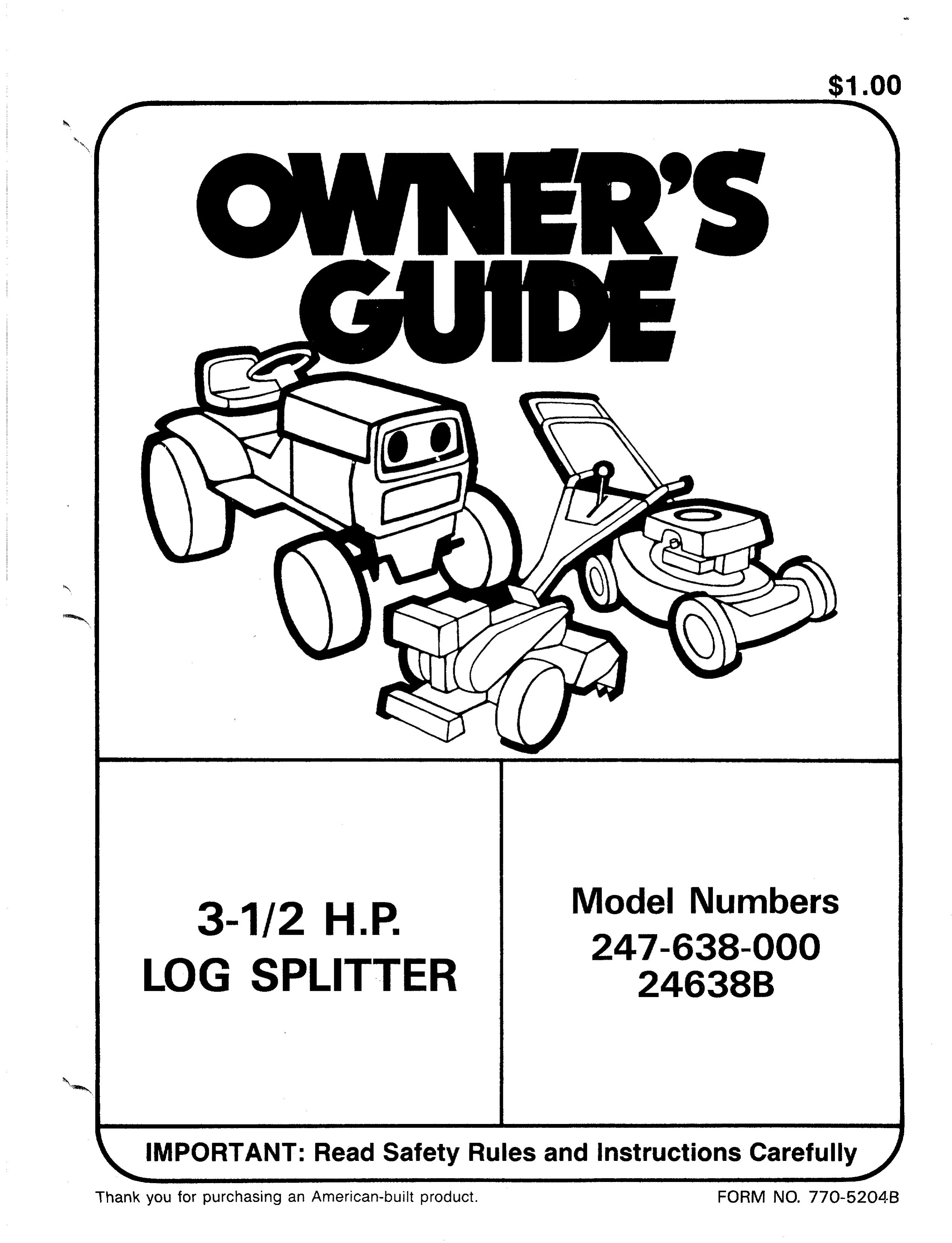 Bolens 247-638-000 Log Splitter User Manual