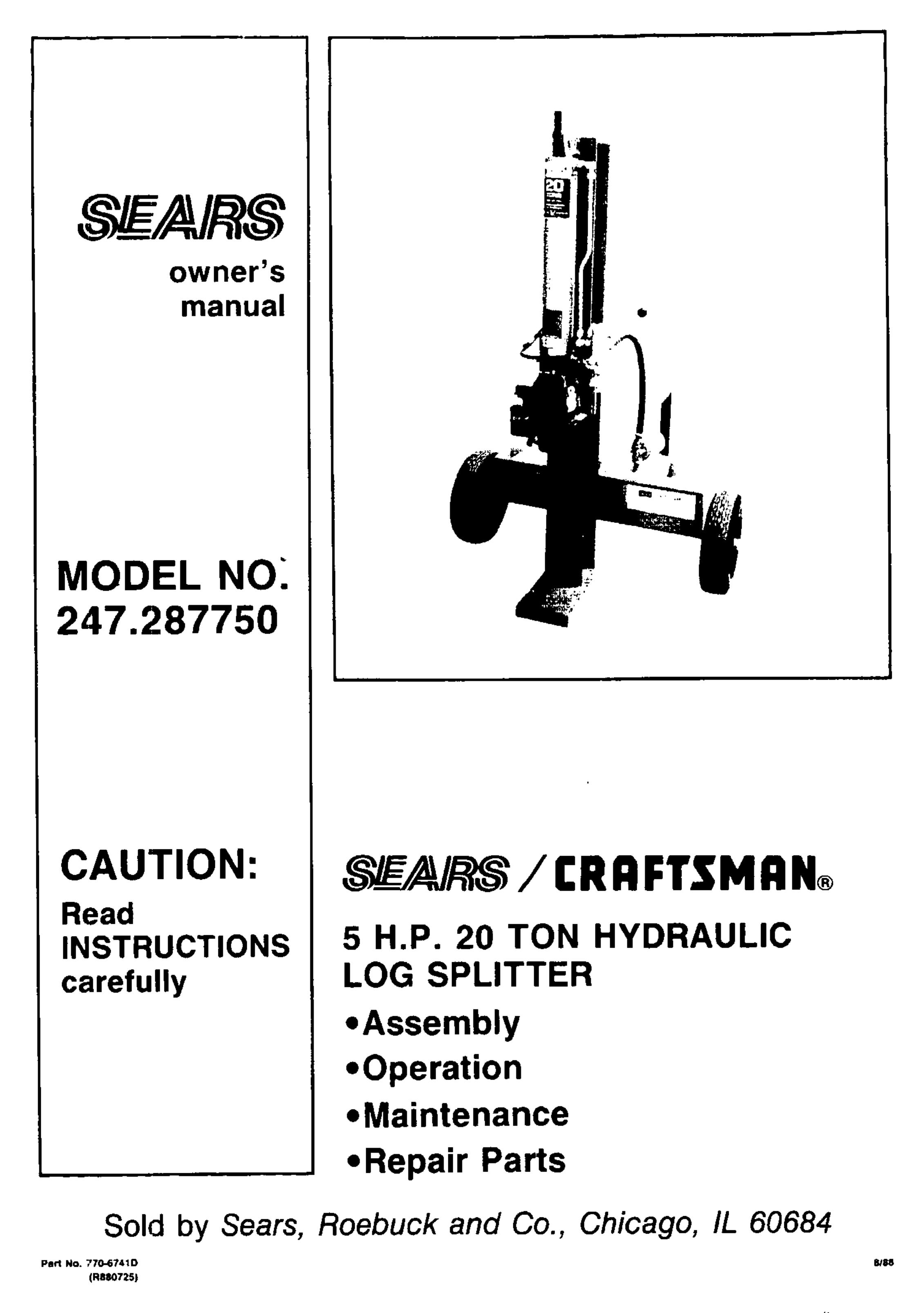 Craftsman 247.28775 Log Splitter User Manual