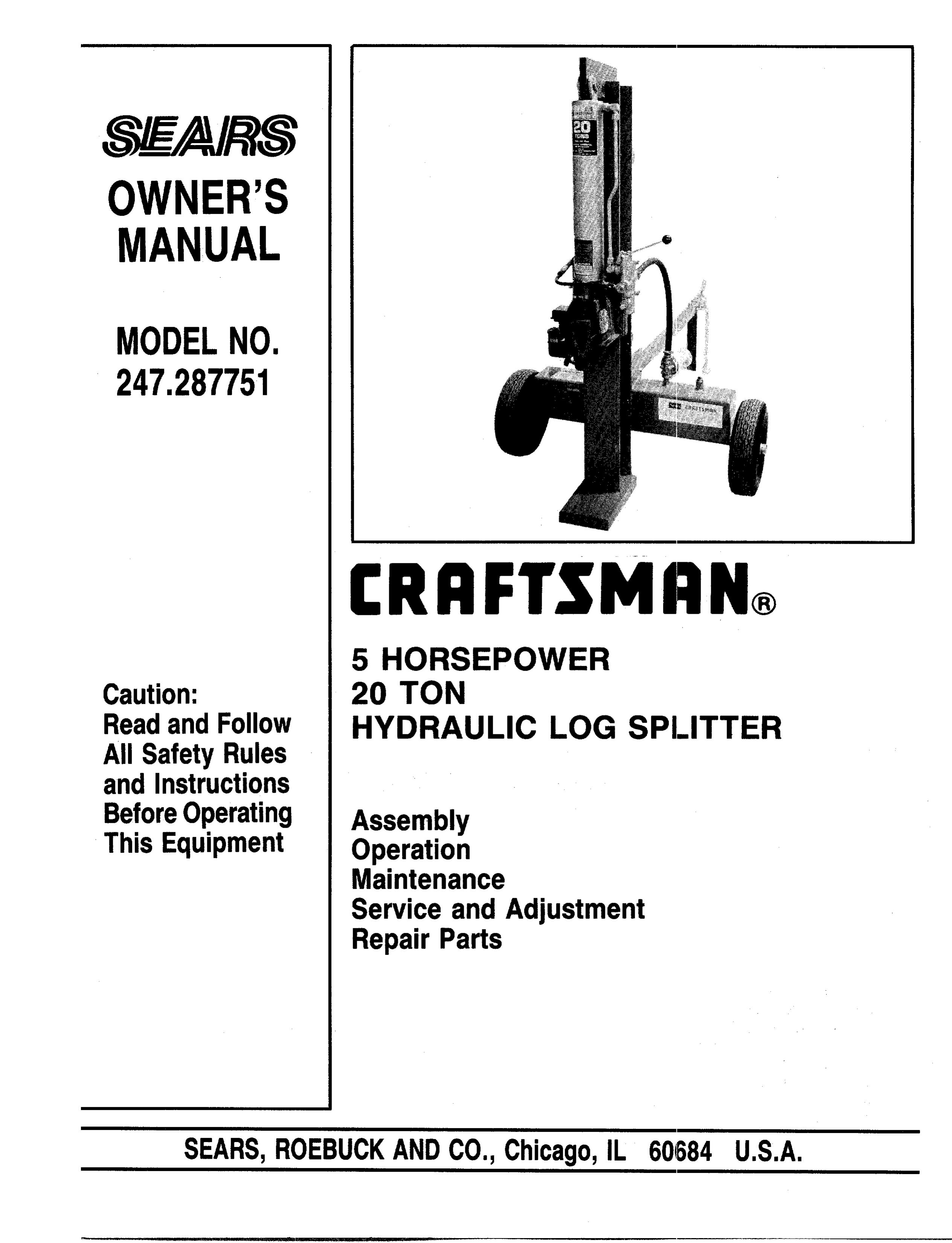Craftsman 247.287751 Log Splitter User Manual