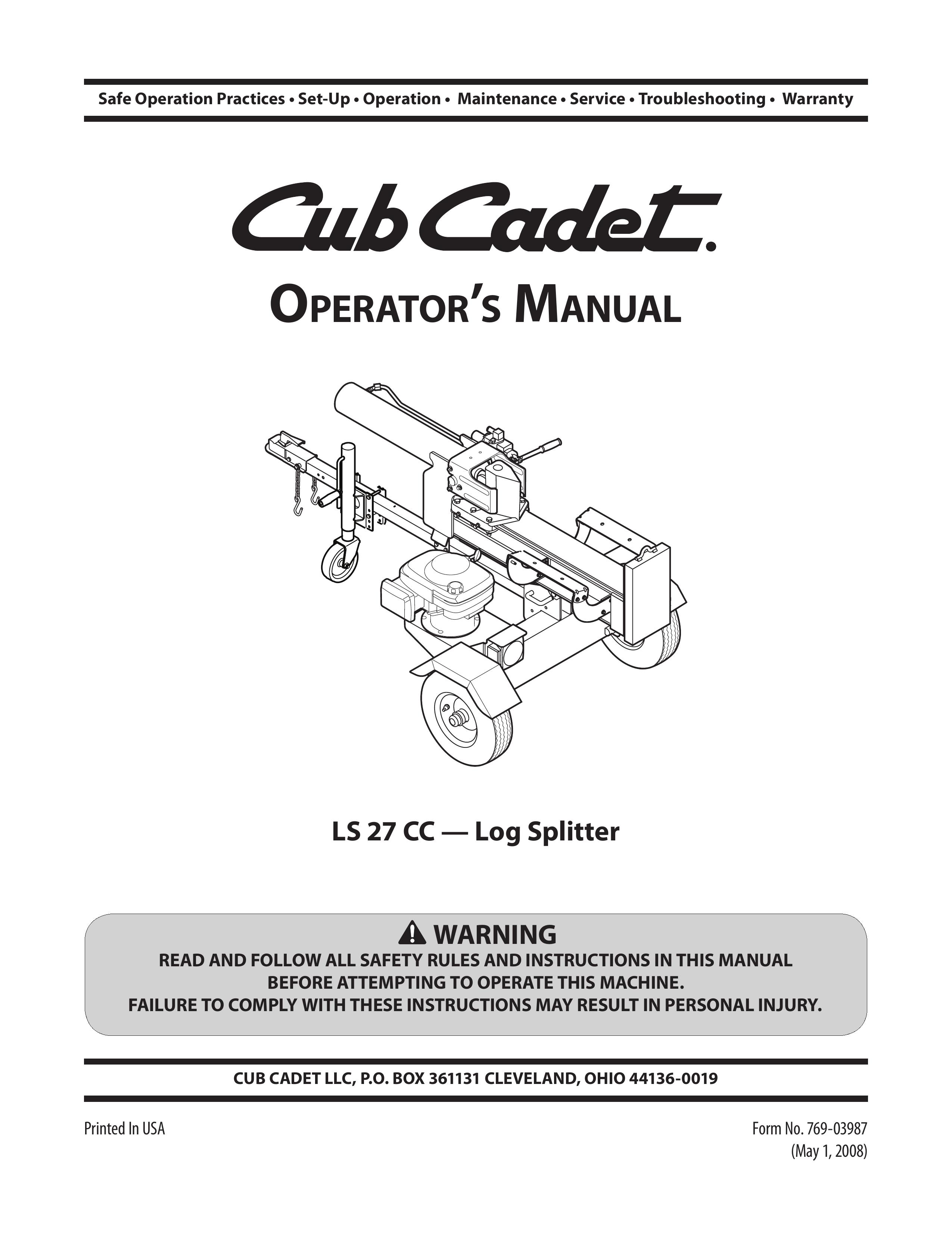 Cub Cadet l5 27 cc Log Splitter User Manual