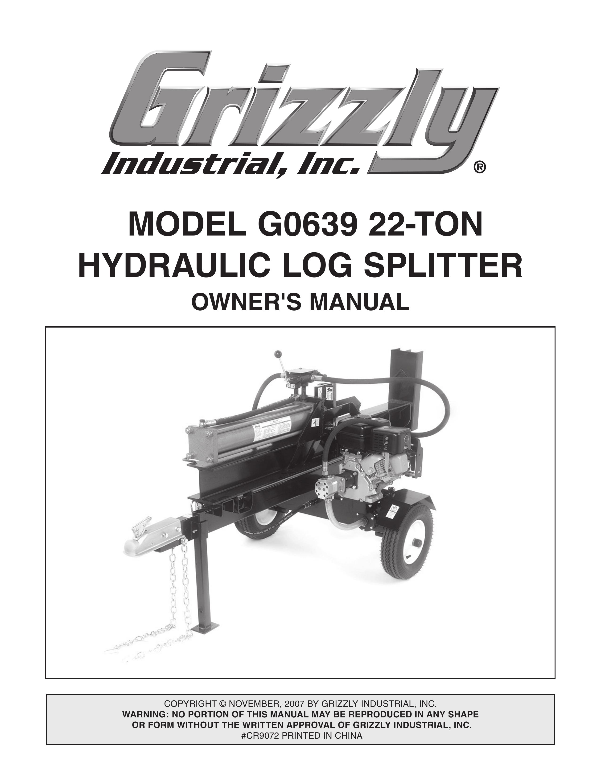 Grizzly G0639 Log Splitter User Manual