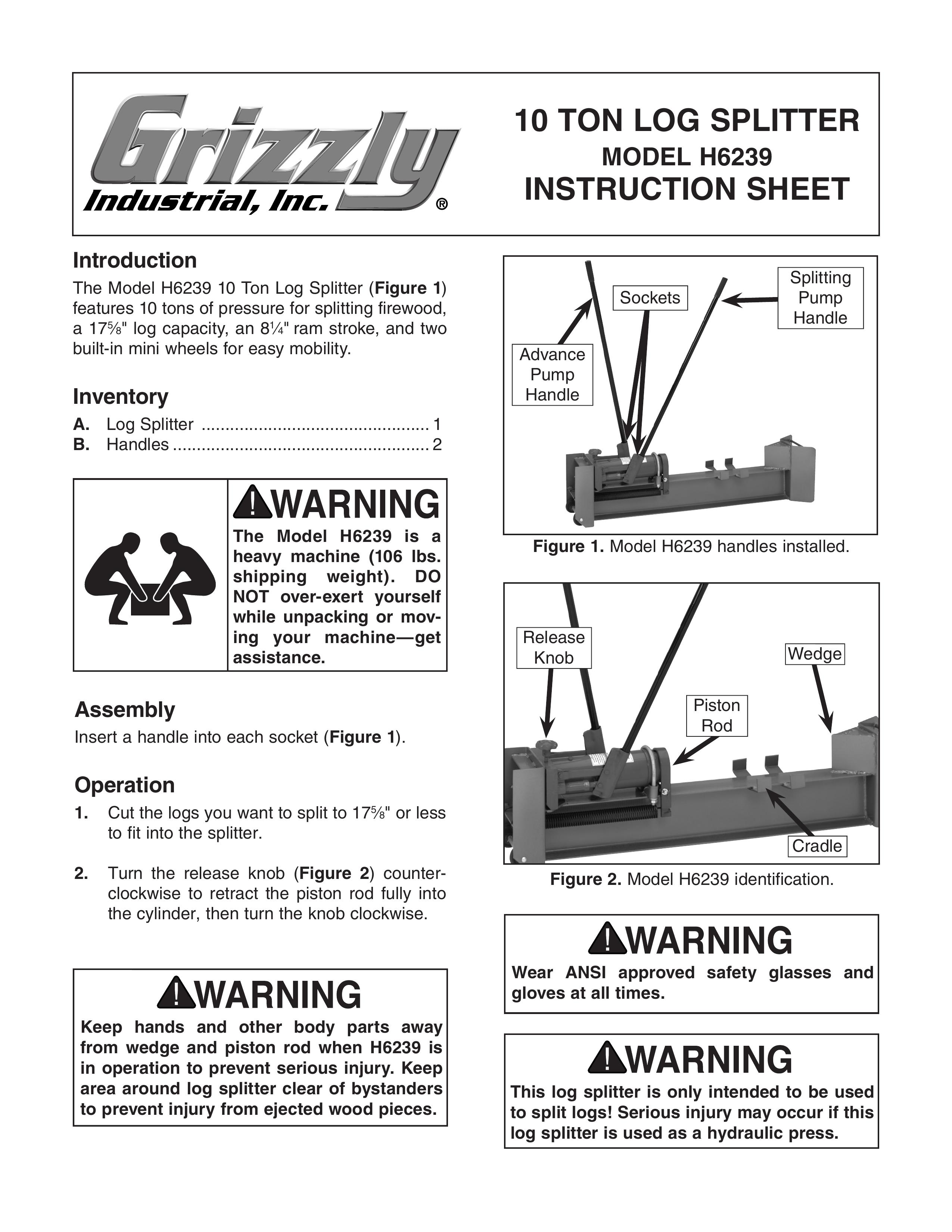 Grizzly H6239 Log Splitter User Manual