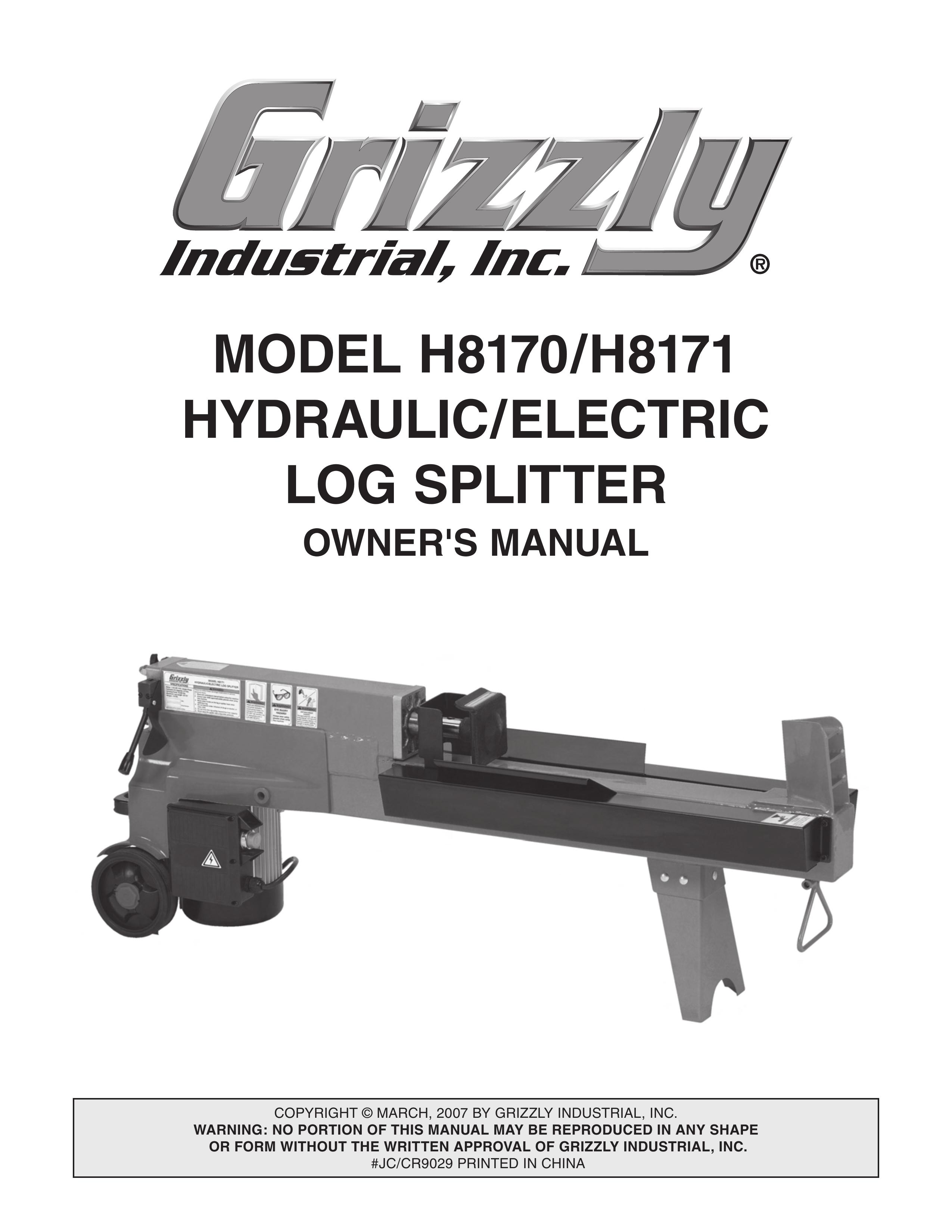 Grizzly H8170 Log Splitter User Manual