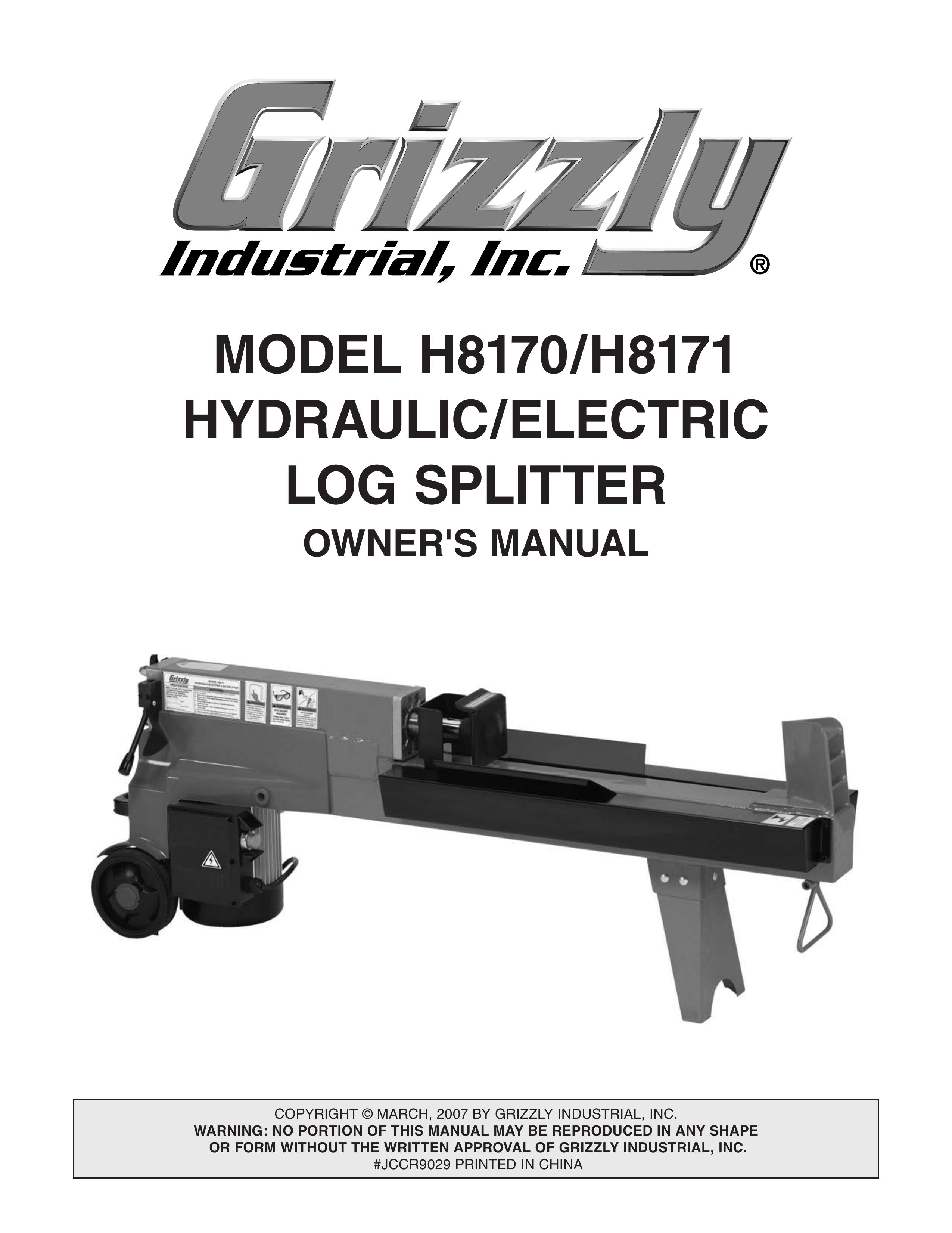 Grizzly h8170 Log Splitter User Manual