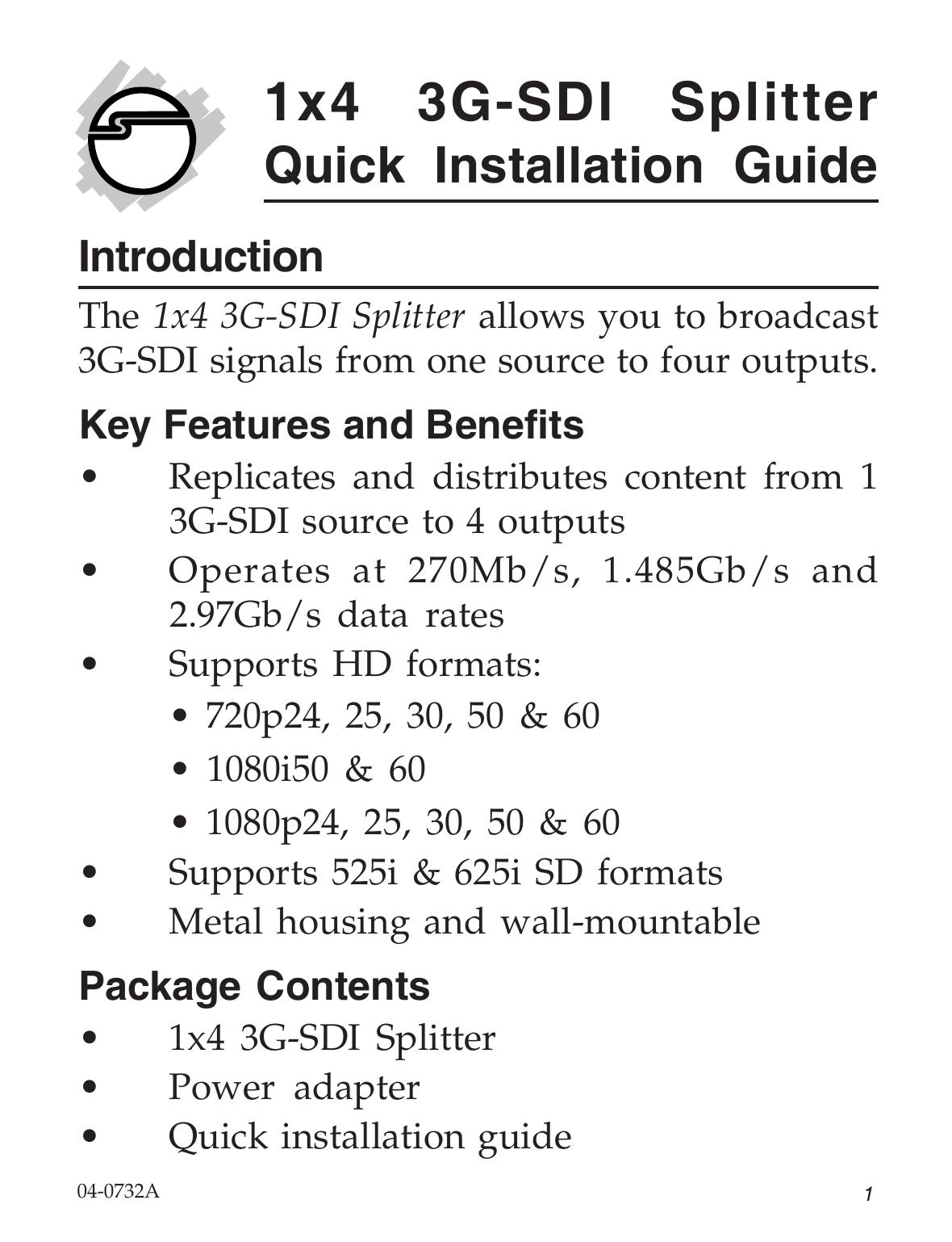 SIIG 104-0732A Log Splitter User Manual