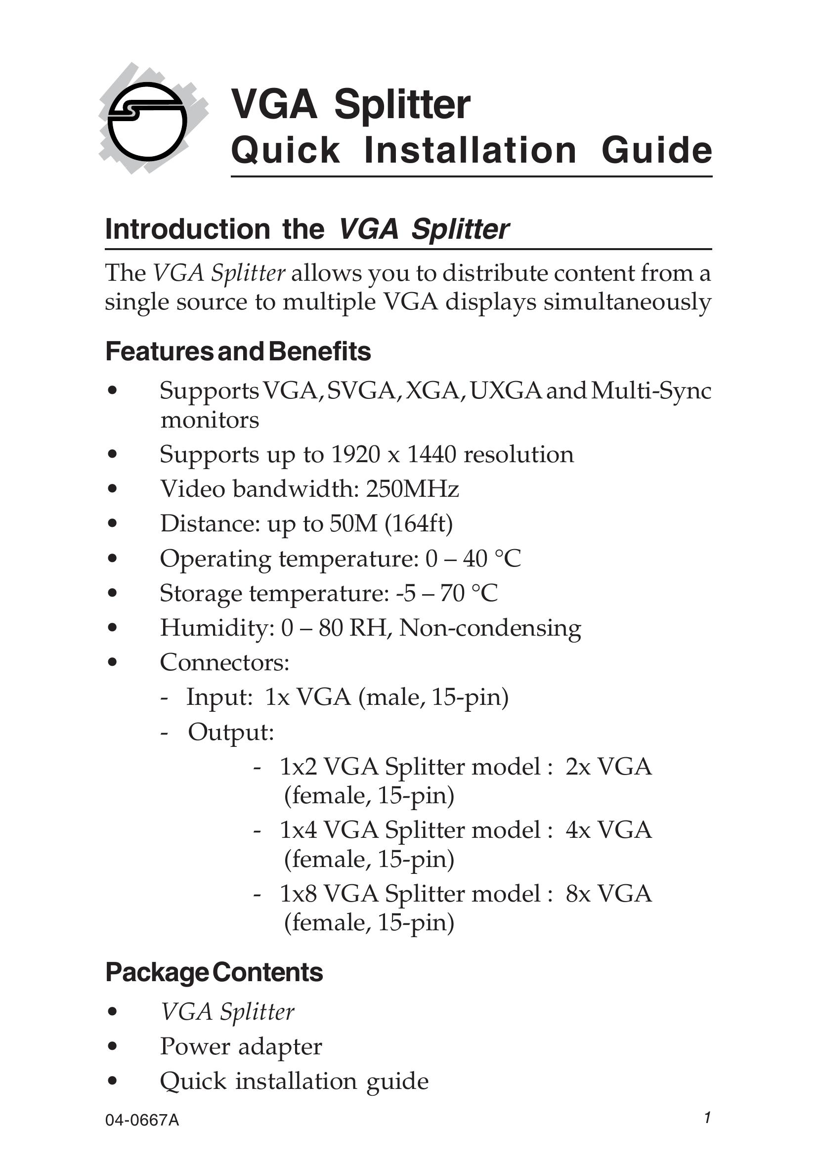 SIIG 16556380 Log Splitter User Manual