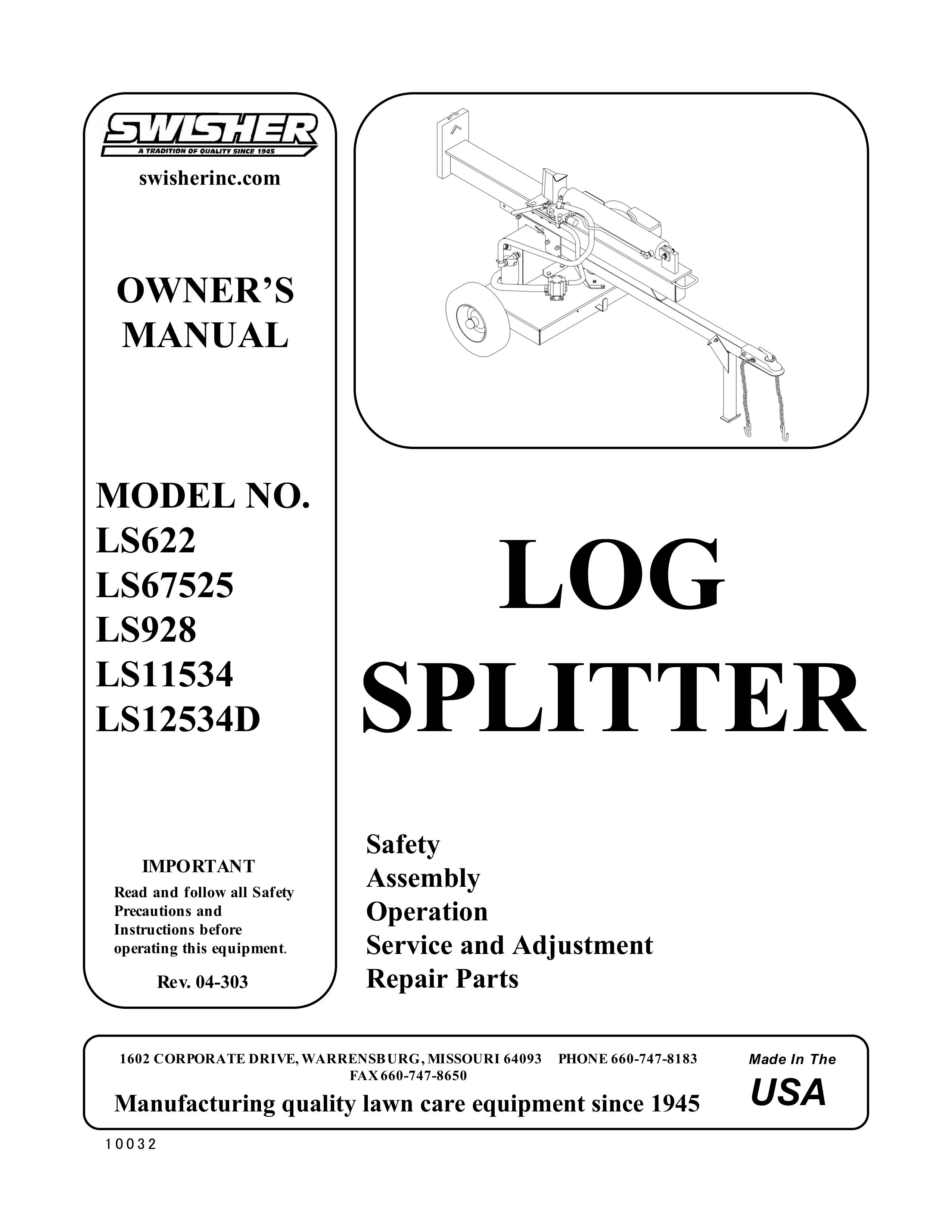Swisher LS11534 Log Splitter User Manual