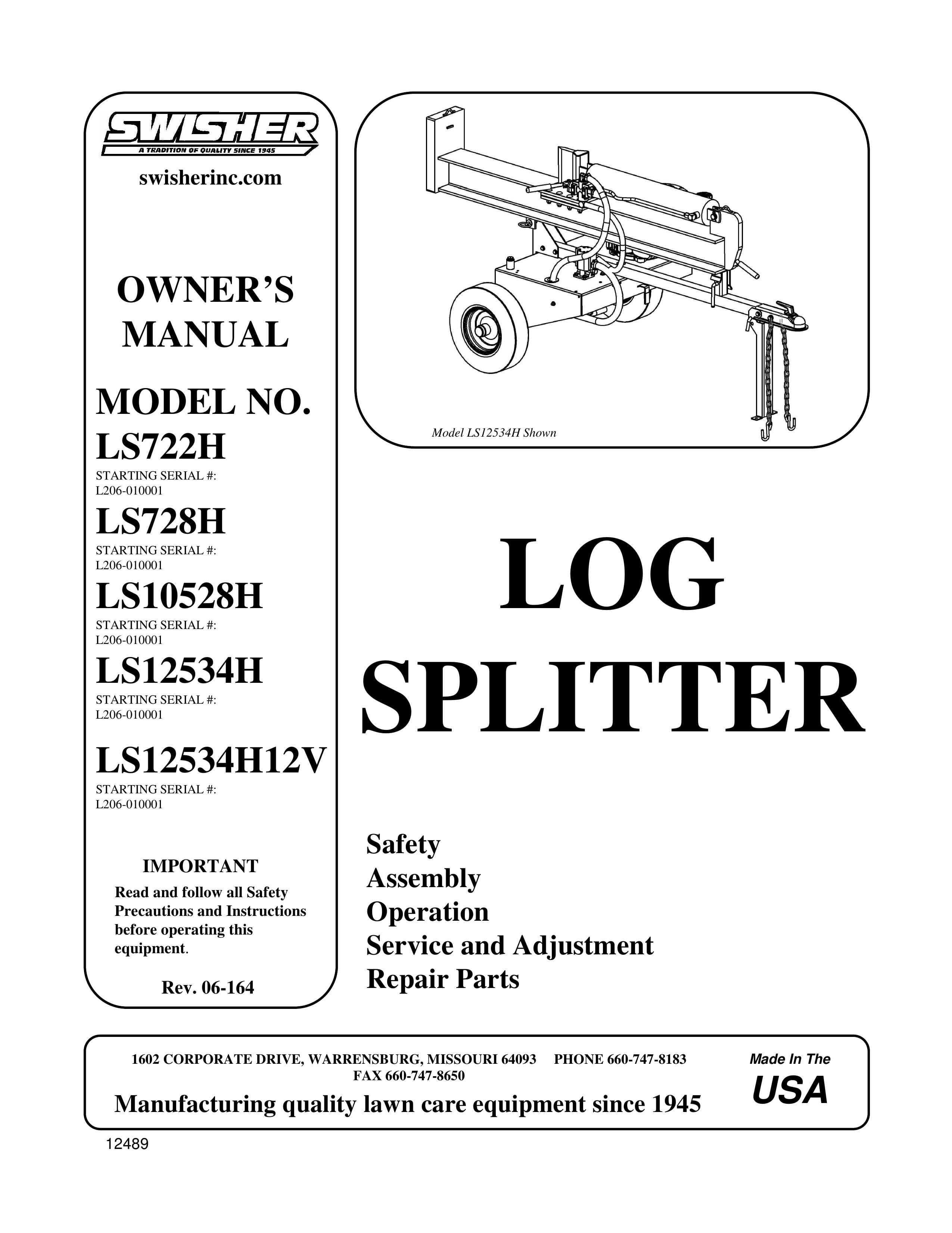Swisher LS12534H Log Splitter User Manual