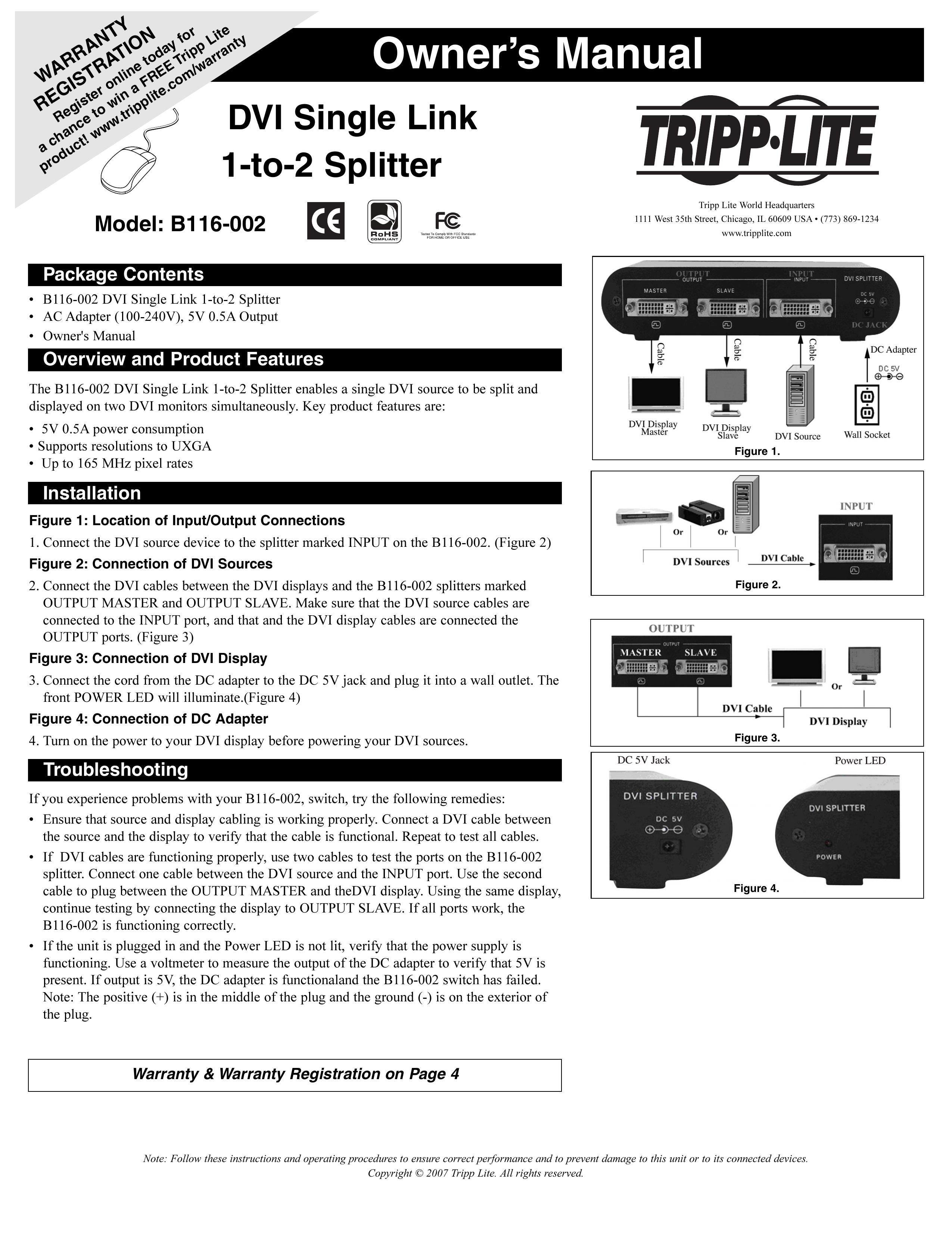 Tripp Lite B116-002 Log Splitter User Manual