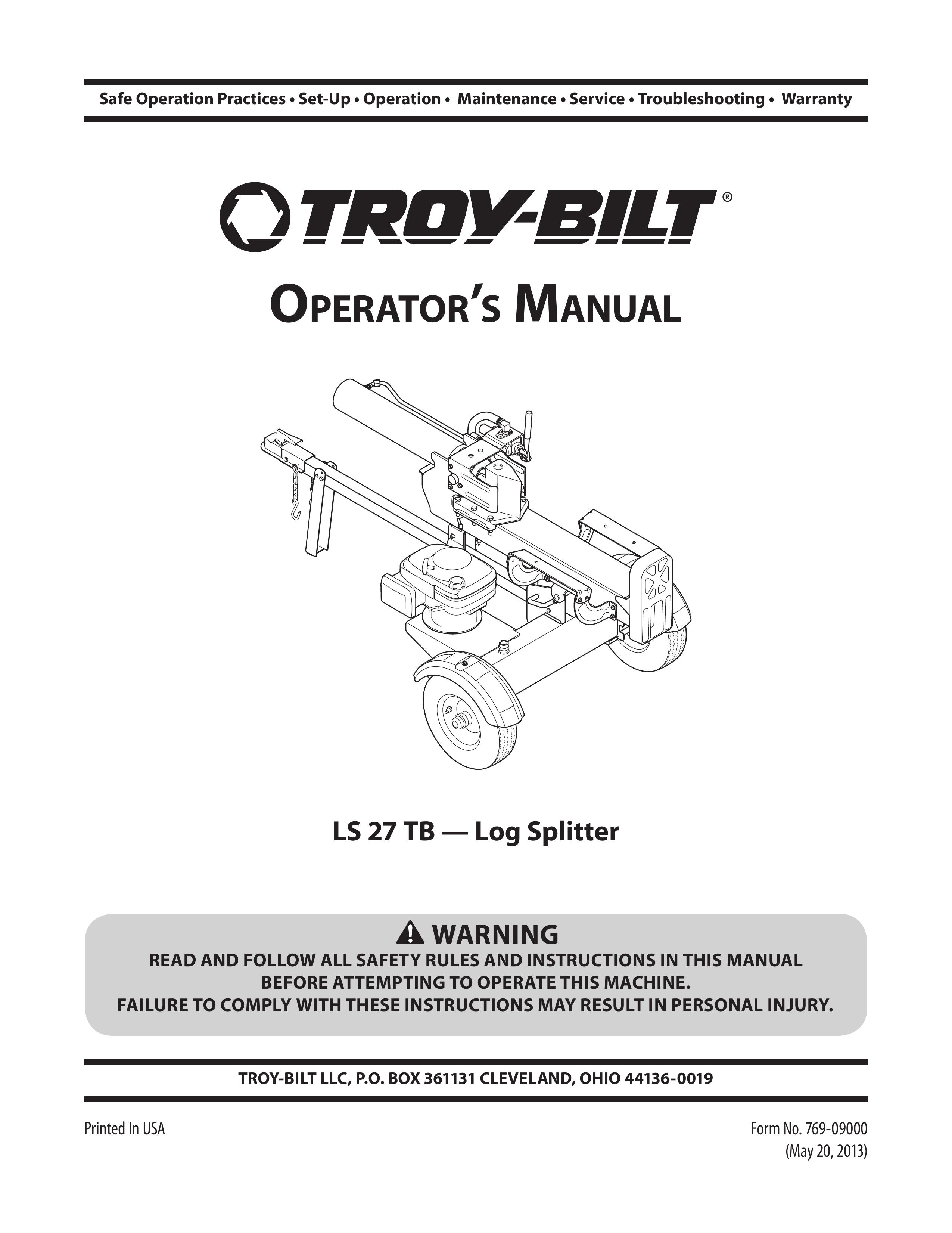 Troy-Bilt LS 27 TB Log Splitter User Manual
