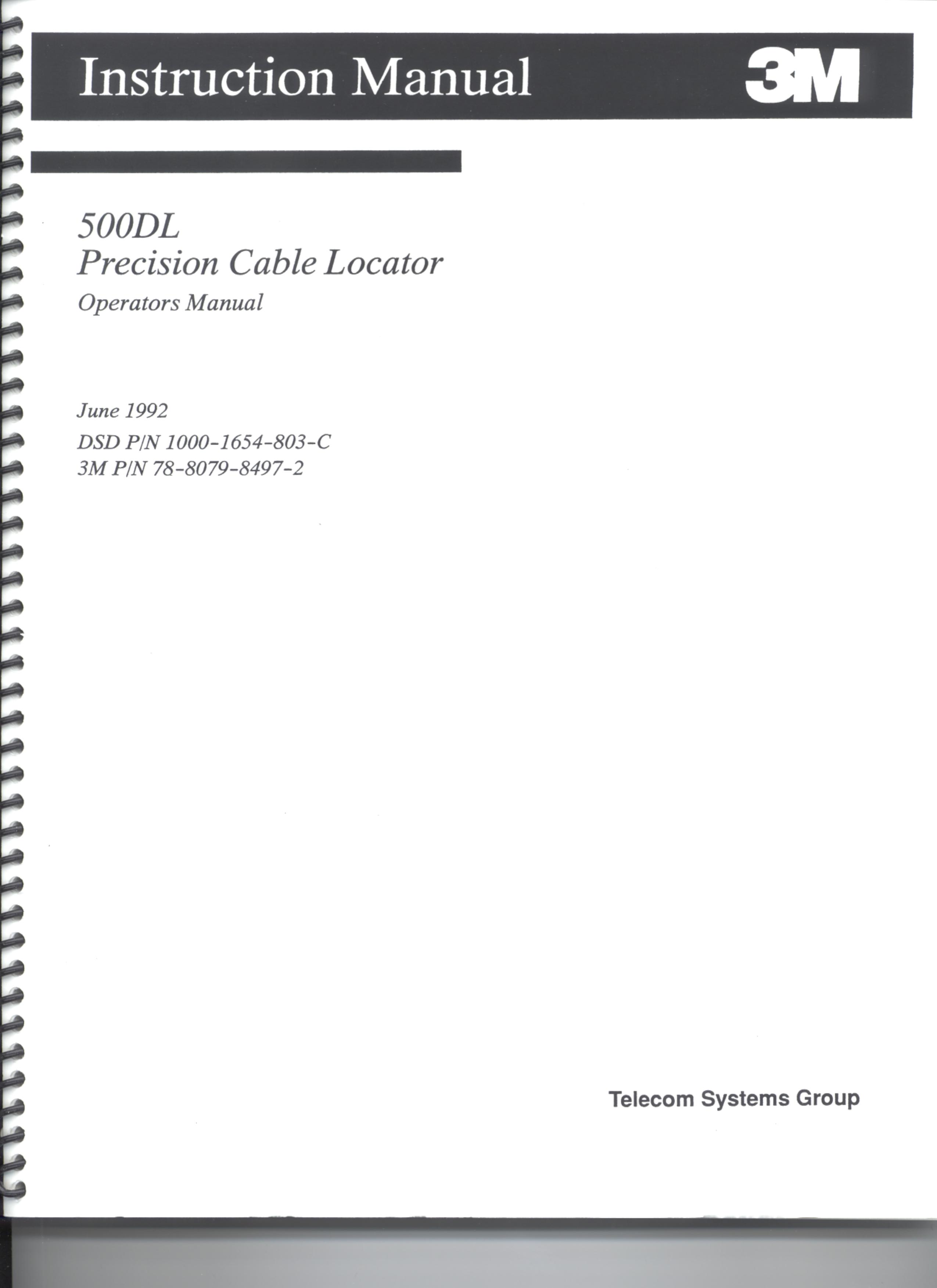 3M 500DL Metal Detector User Manual