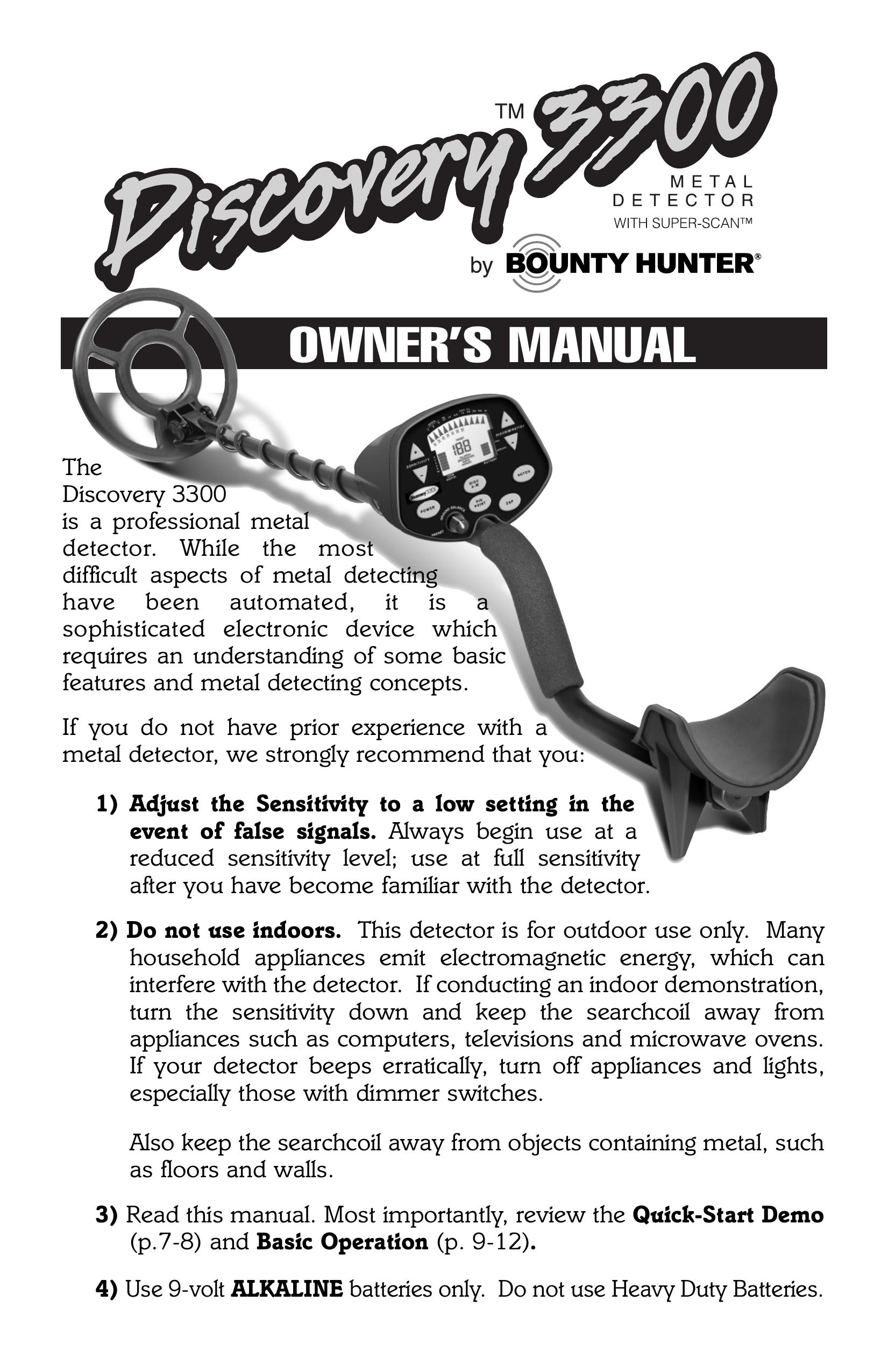 Bounty Hunter 3300 Metal Detector User Manual