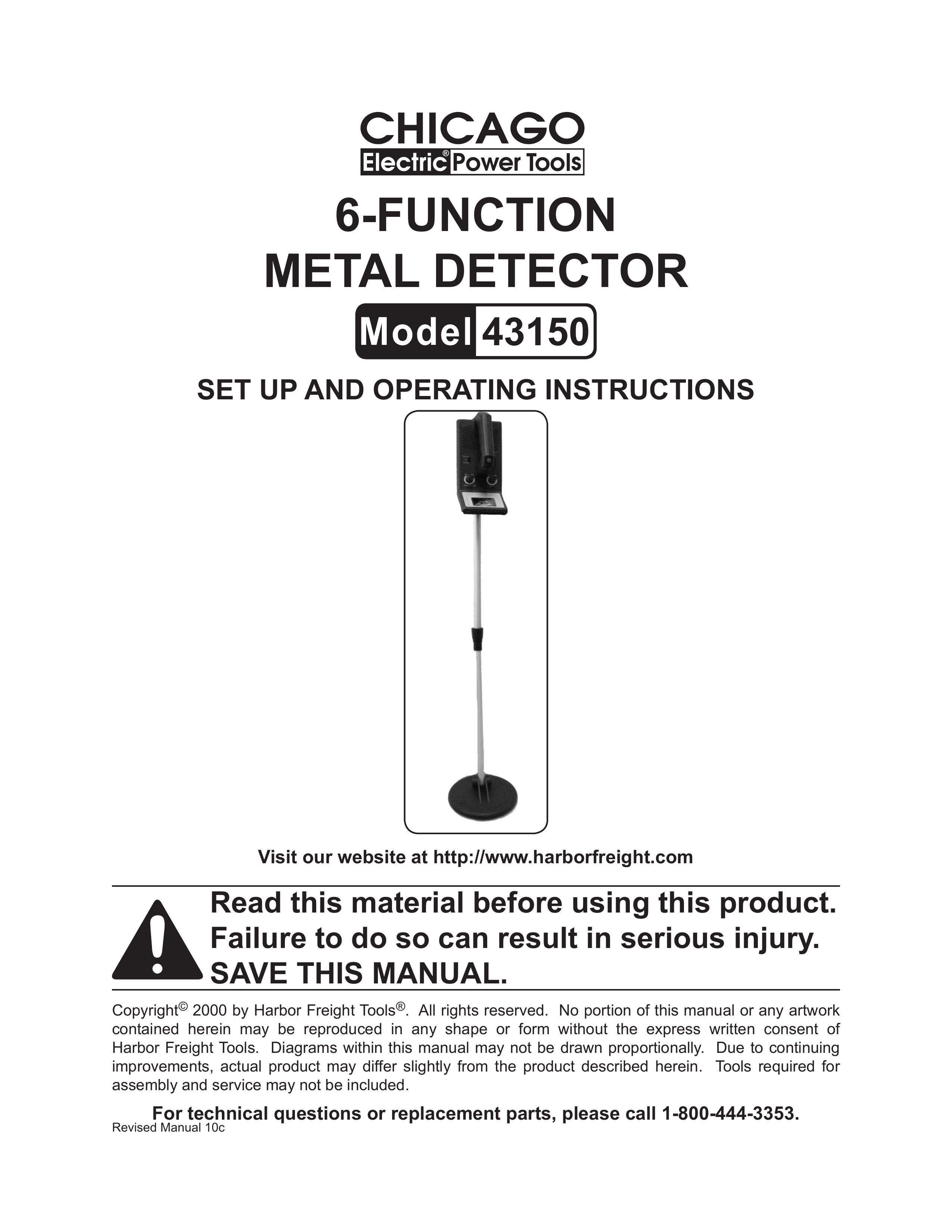 Chicago Electric 43150 Metal Detector User Manual