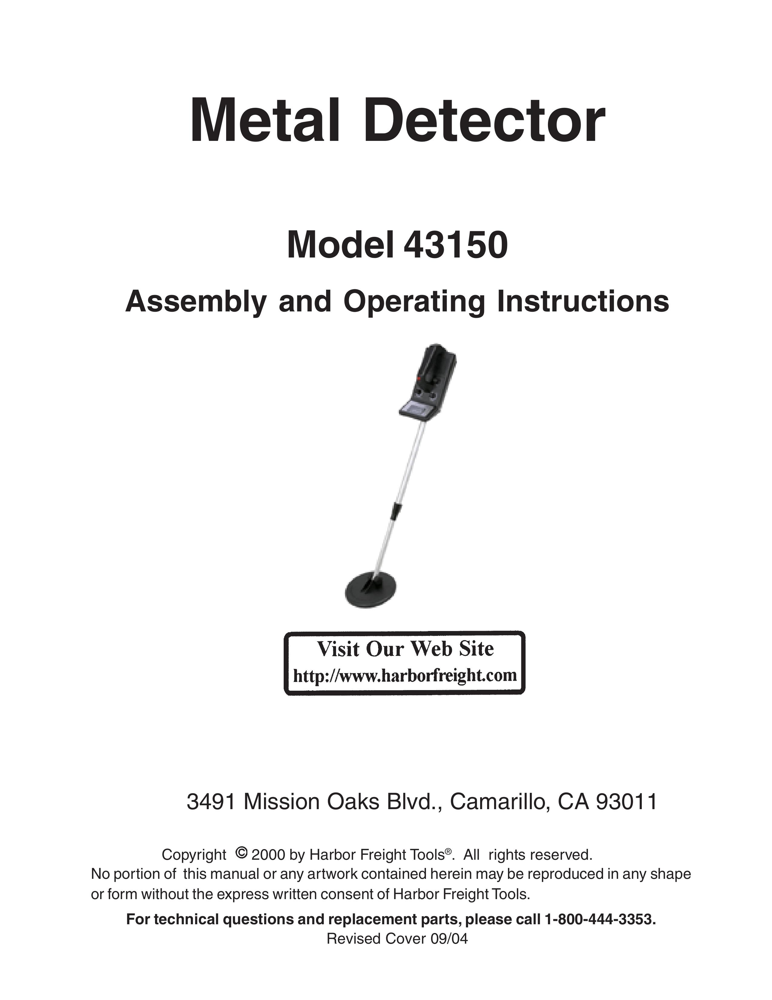 Harbor Freight Tools 43150 Metal Detector User Manual