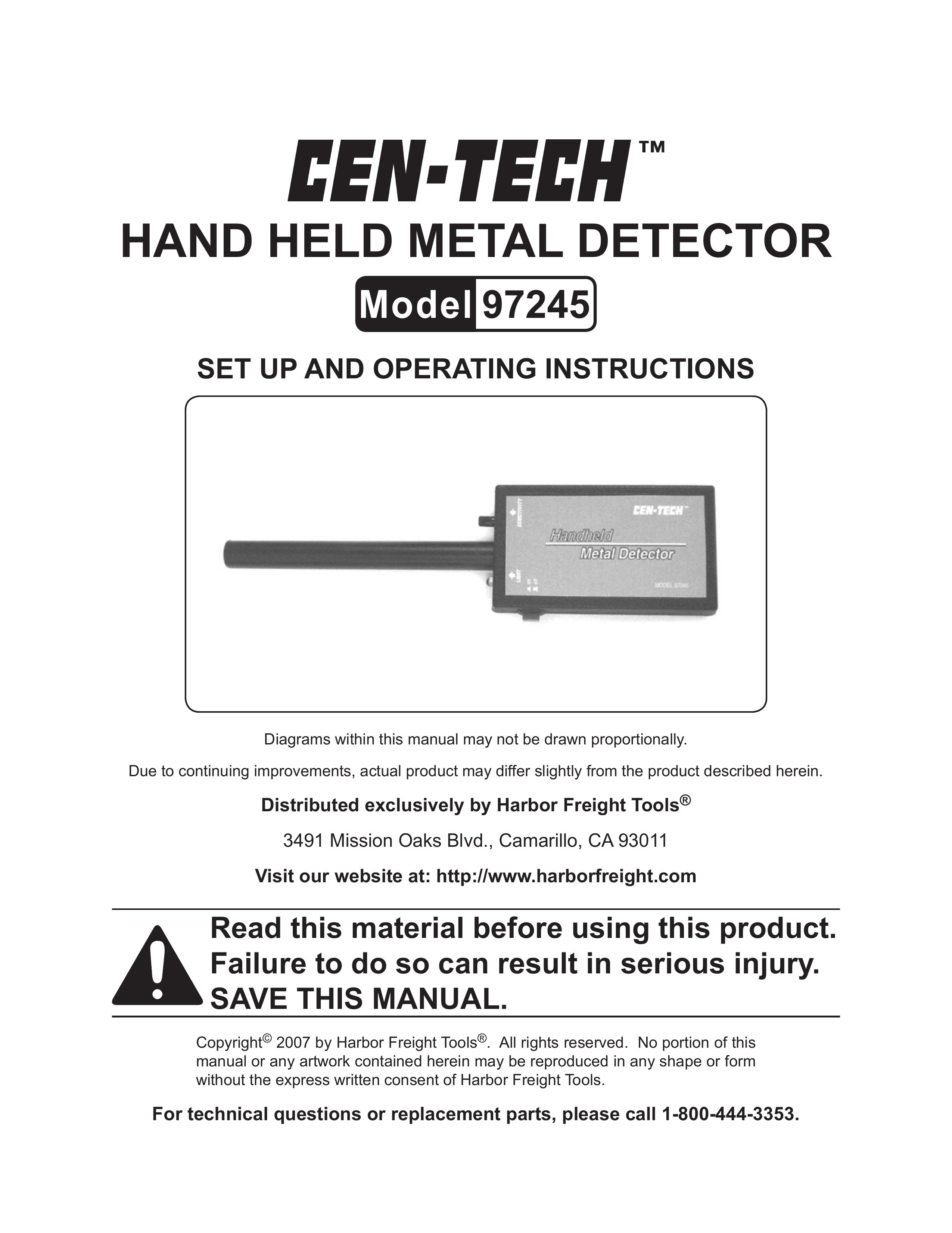 Harbor Freight Tools 97245 Metal Detector User Manual