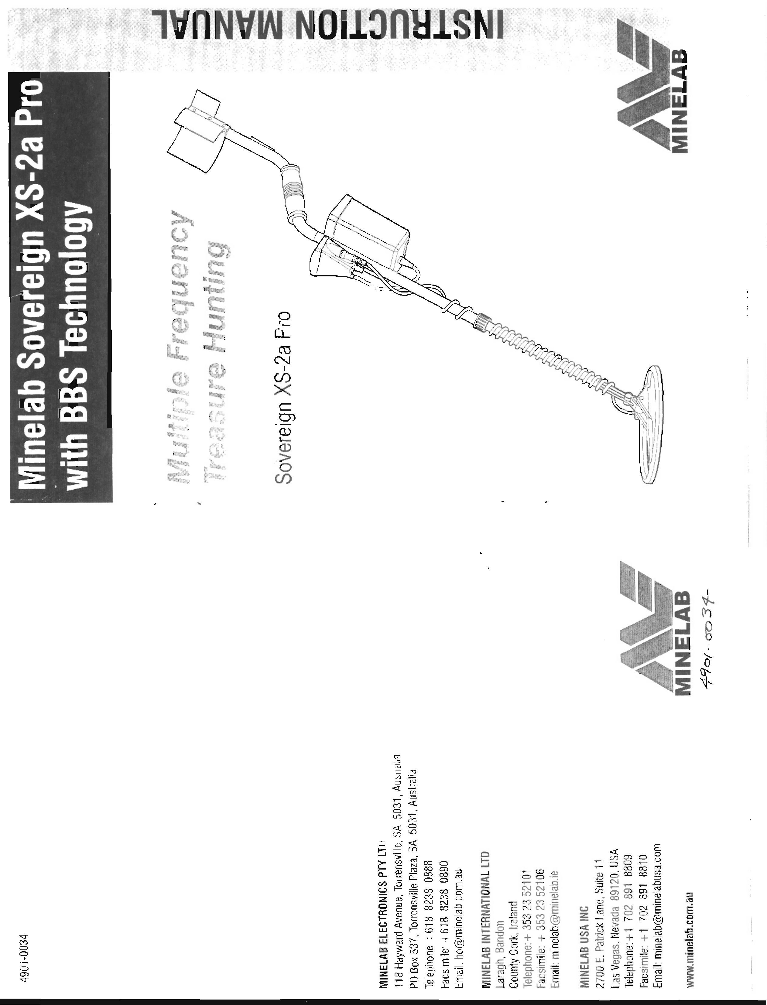 Minelab XS-2APro Metal Detector User Manual