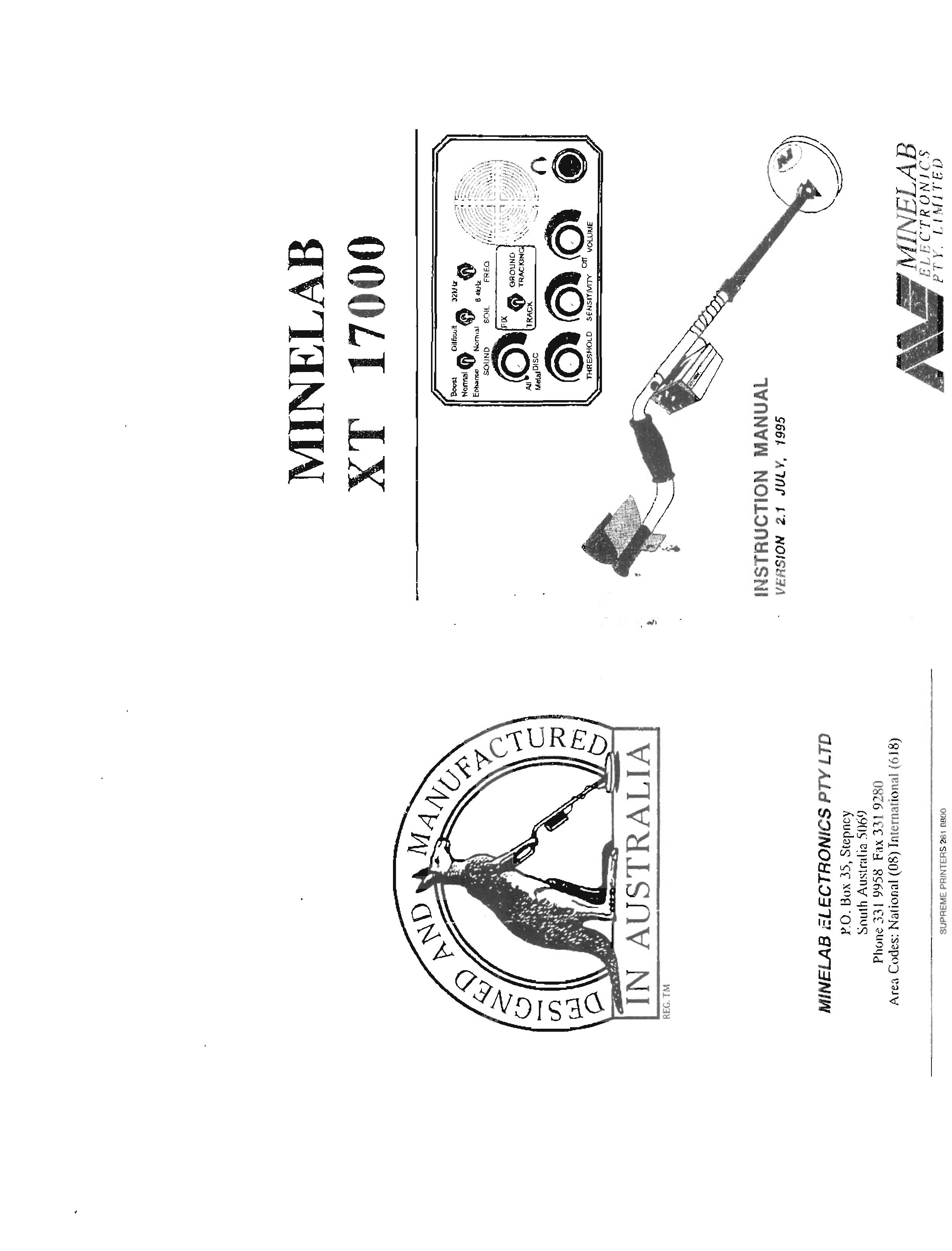 Minelab XT 17000 Metal Detector User Manual