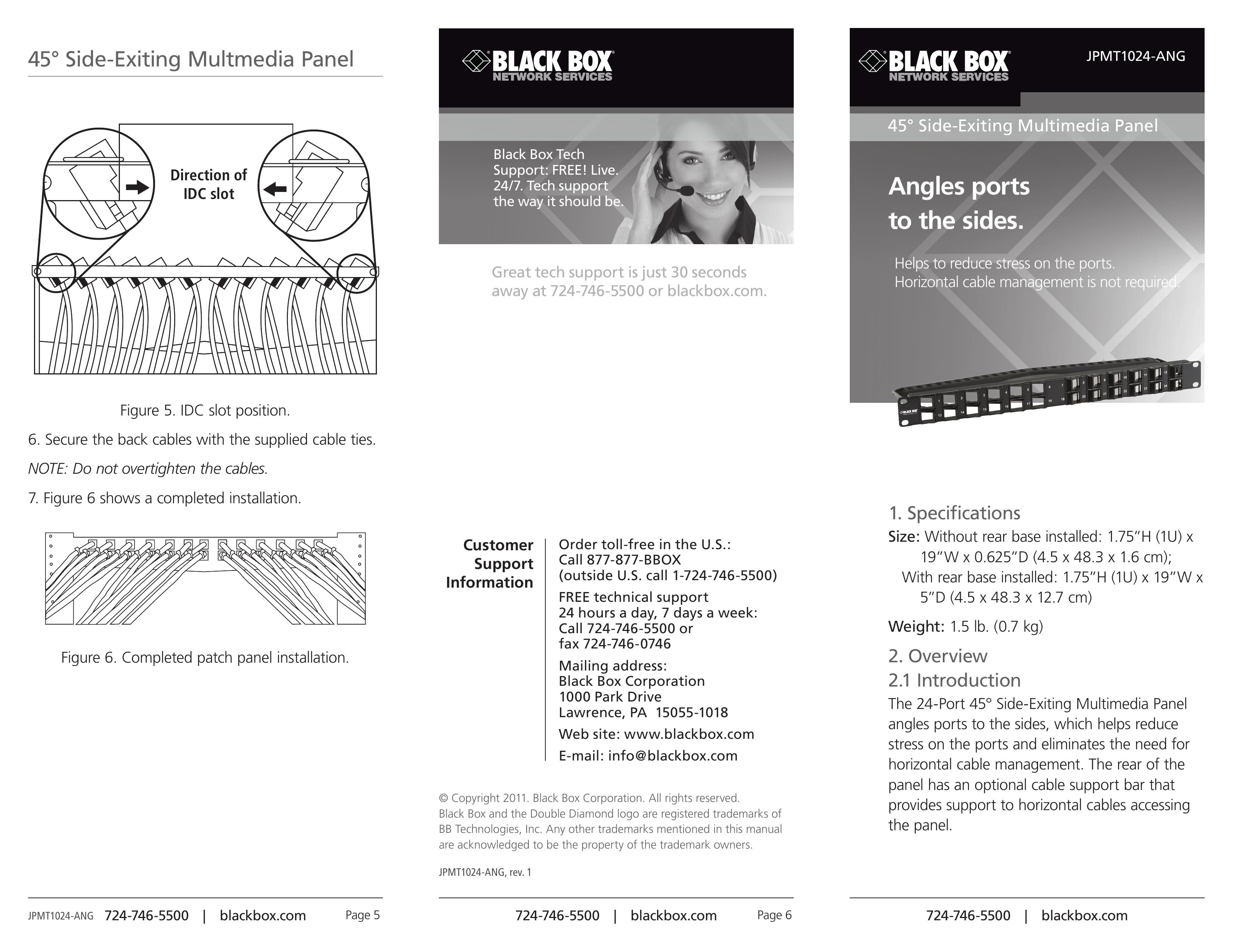 Black Box 45 Side-Exiting Multmedia Panel Multi-tool User Manual