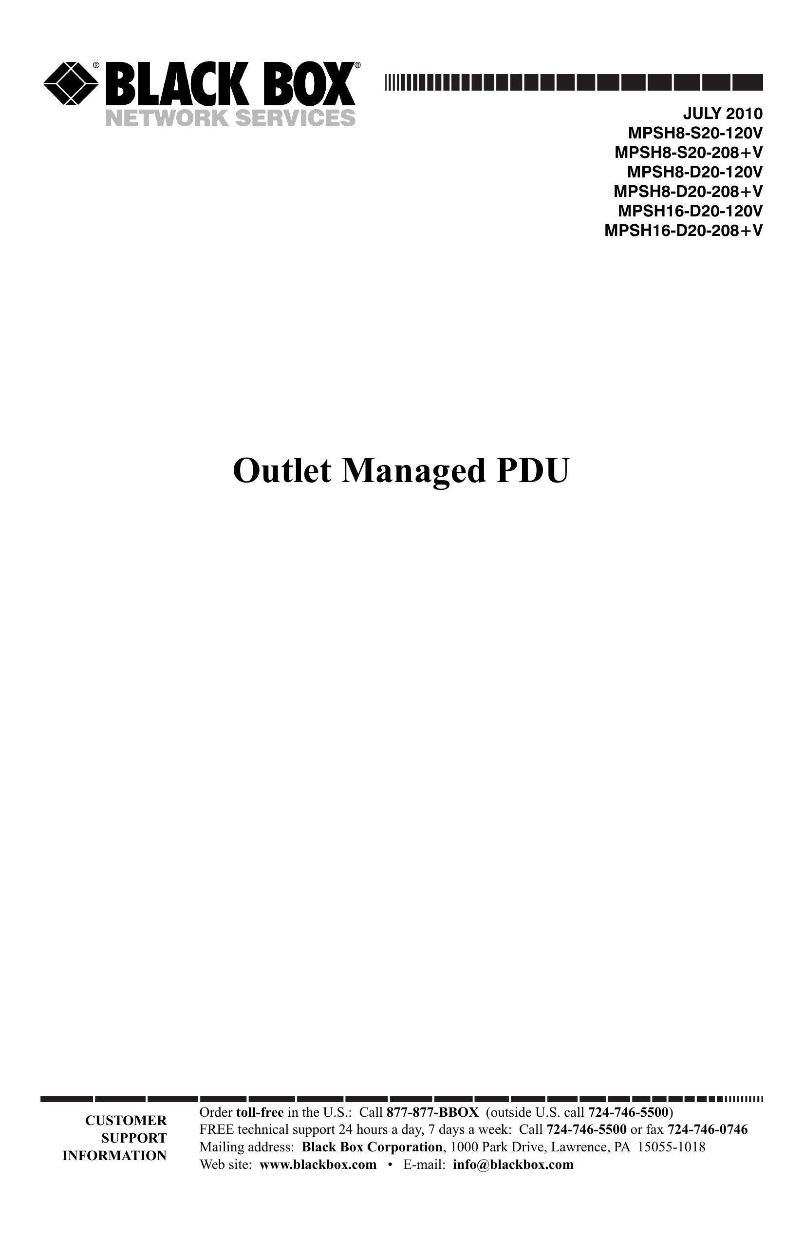 Black Box Outlet Managed PDU Multi-tool User Manual