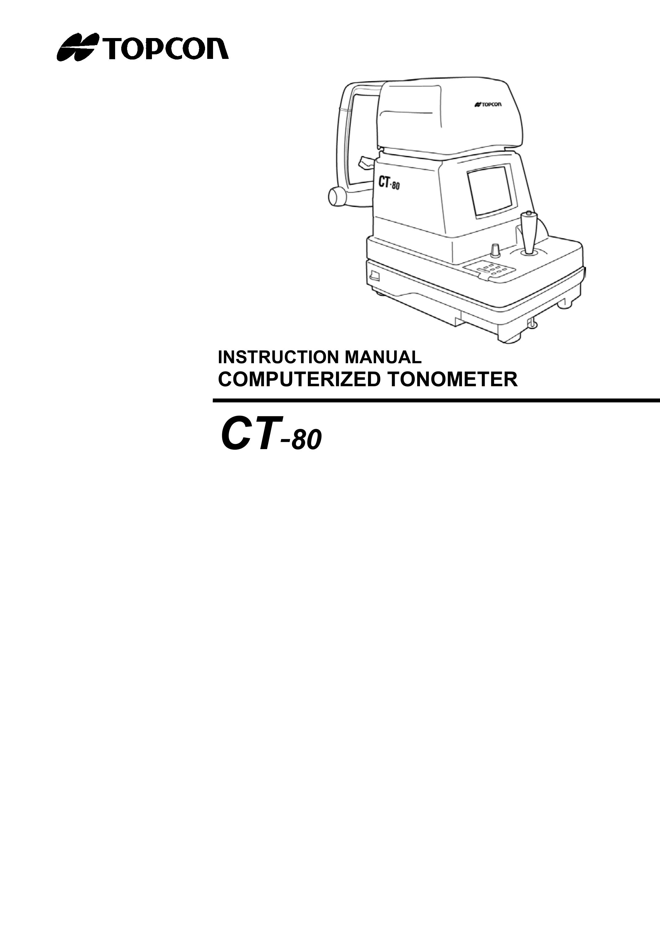 Topcon COMPUTERIZED TONOMETER Multi-tool User Manual