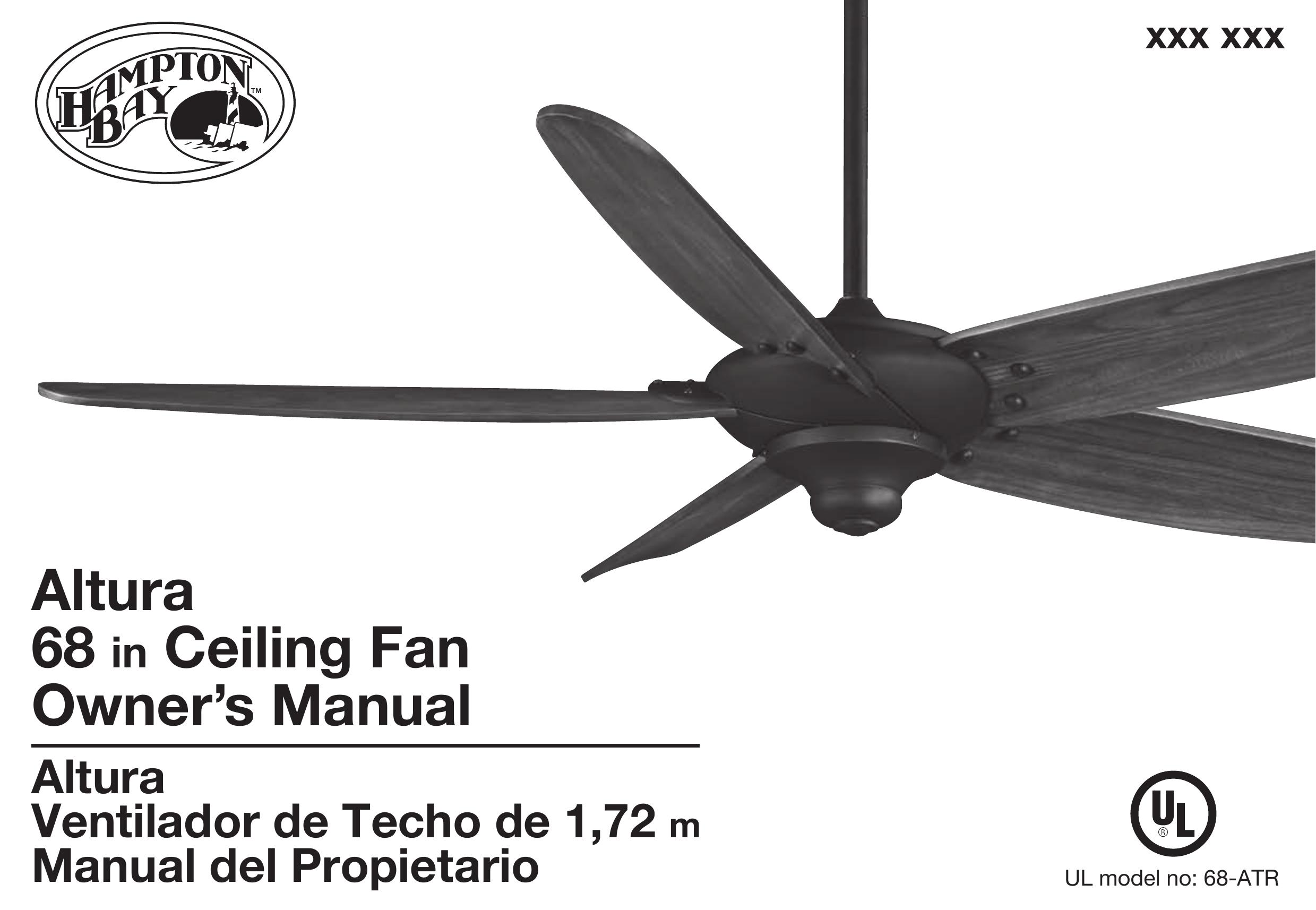 Hampton Bay 68-ATR Outdoor Ceiling Fan User Manual