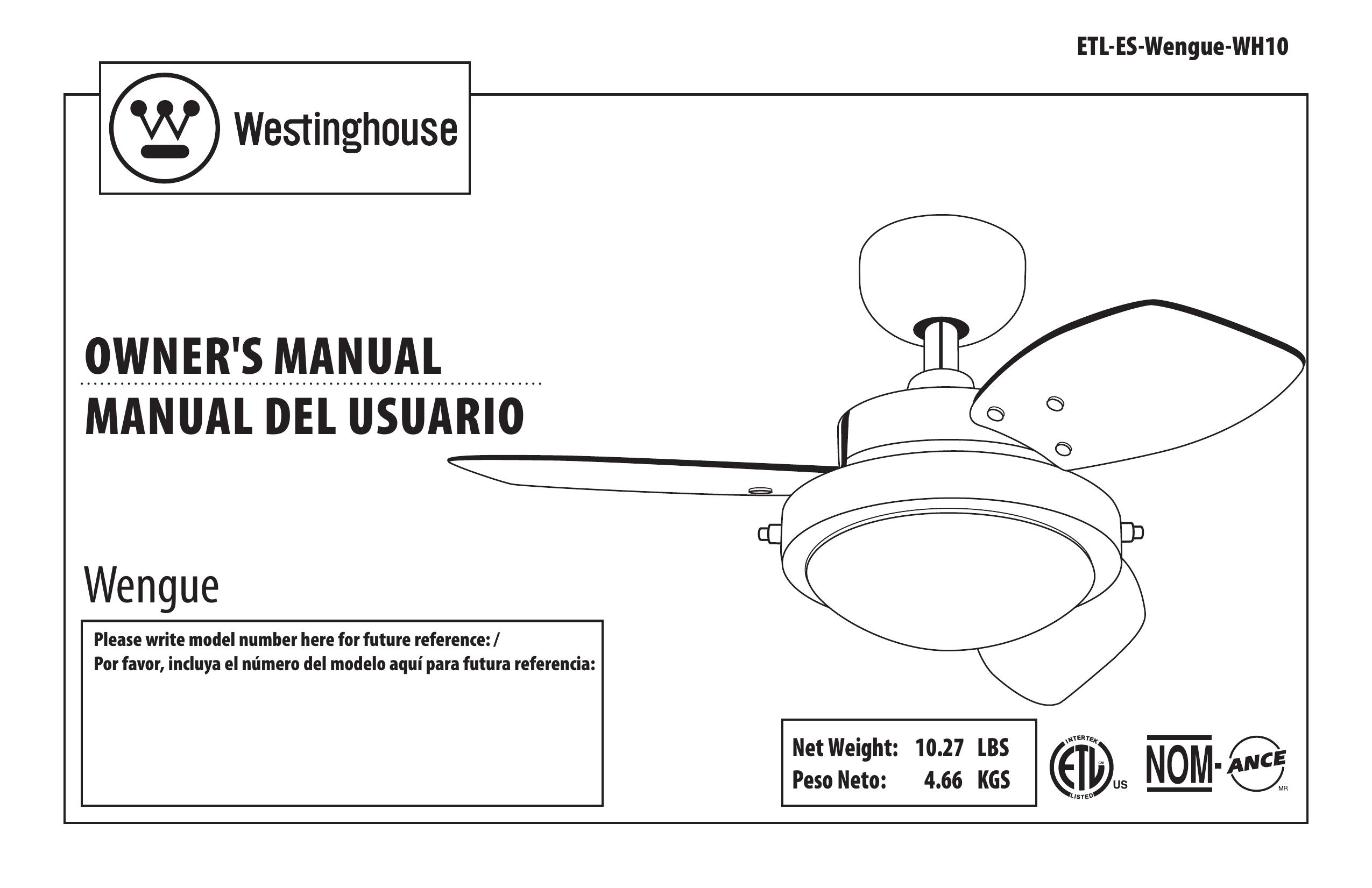 Wenger WH10 Outdoor Ceiling Fan User Manual