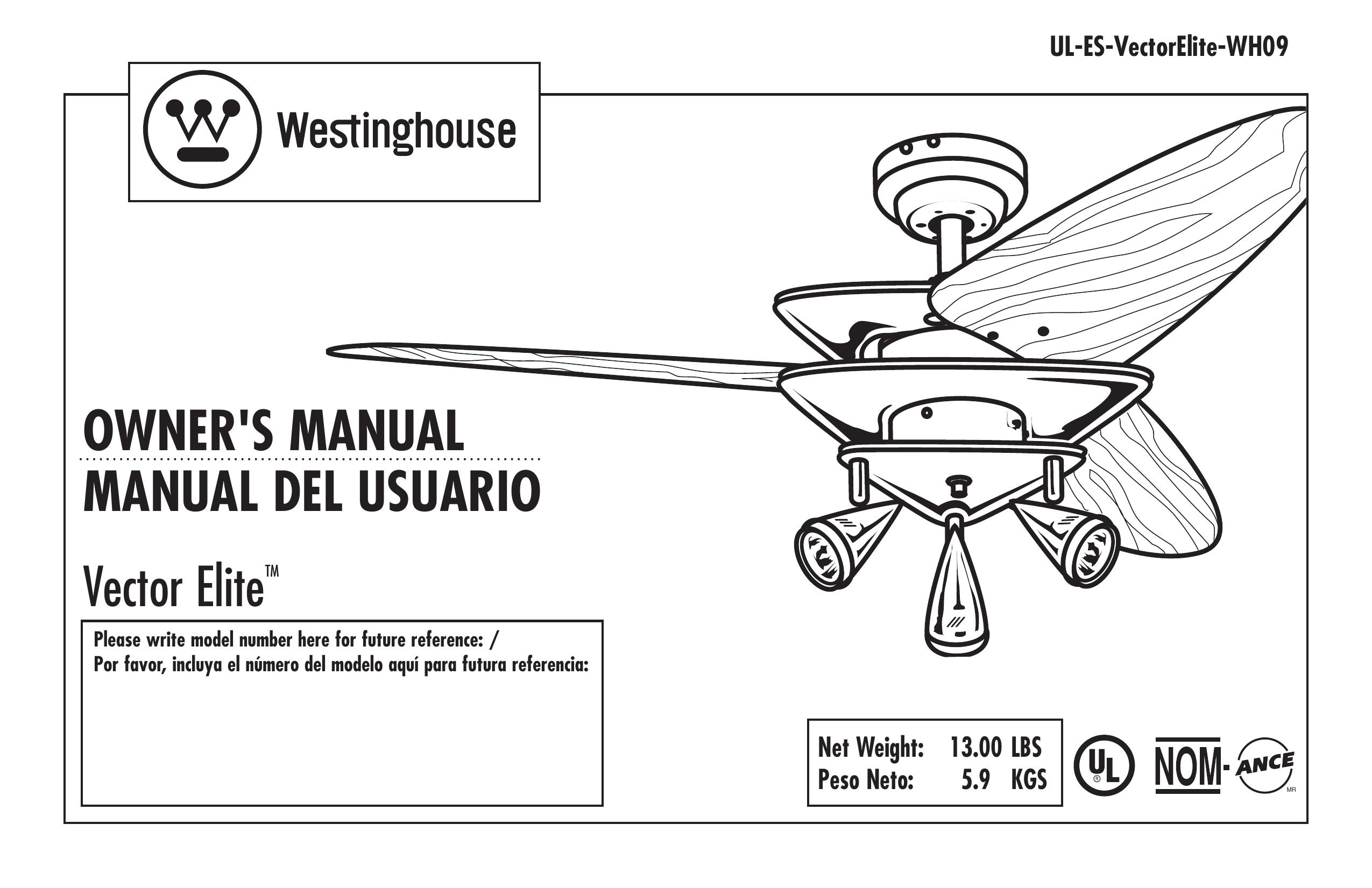 Westinghouse UL-ES-VectorElite-WH09 Outdoor Ceiling Fan User Manual