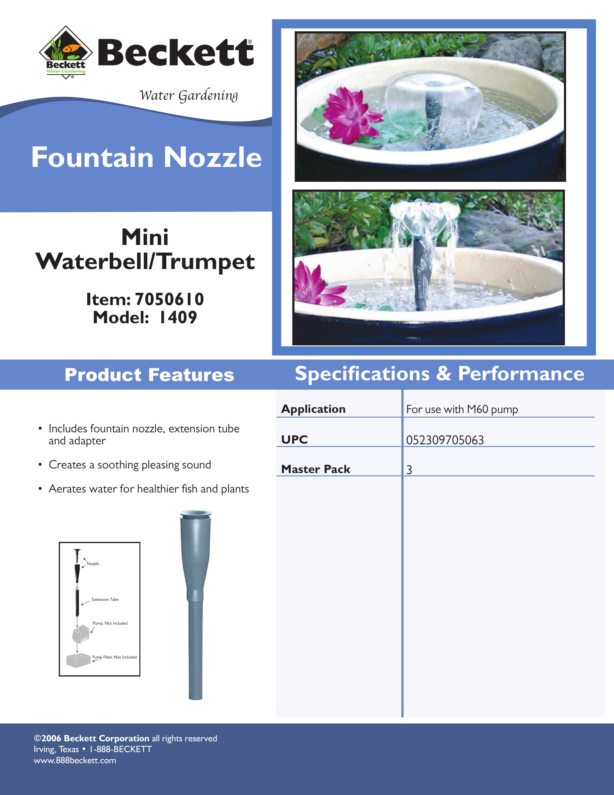 Beckett Water Gardening 1409 Outdoor Fountain User Manual